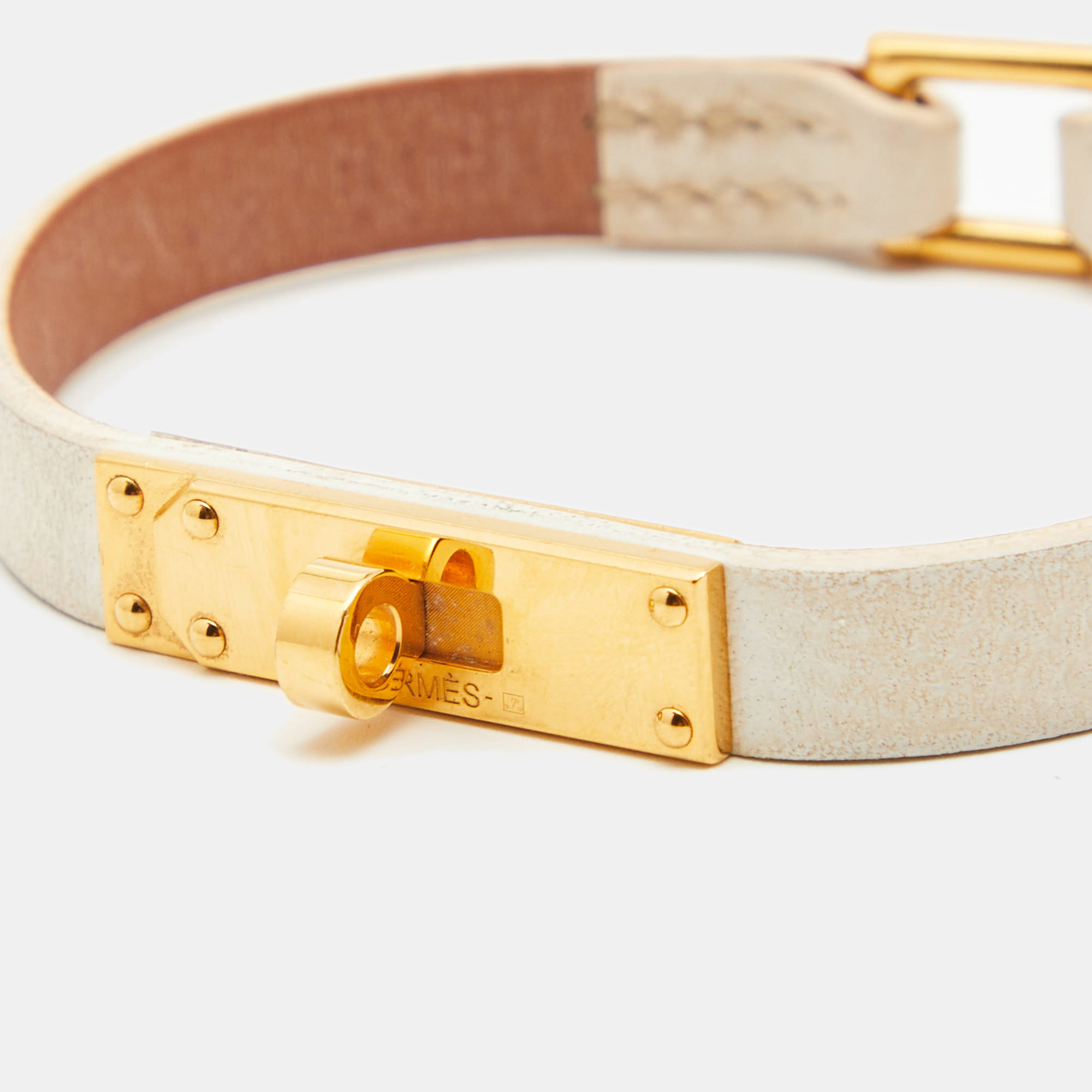 

Hermes Kelly Mini II Leather Gold Tone Bracelet