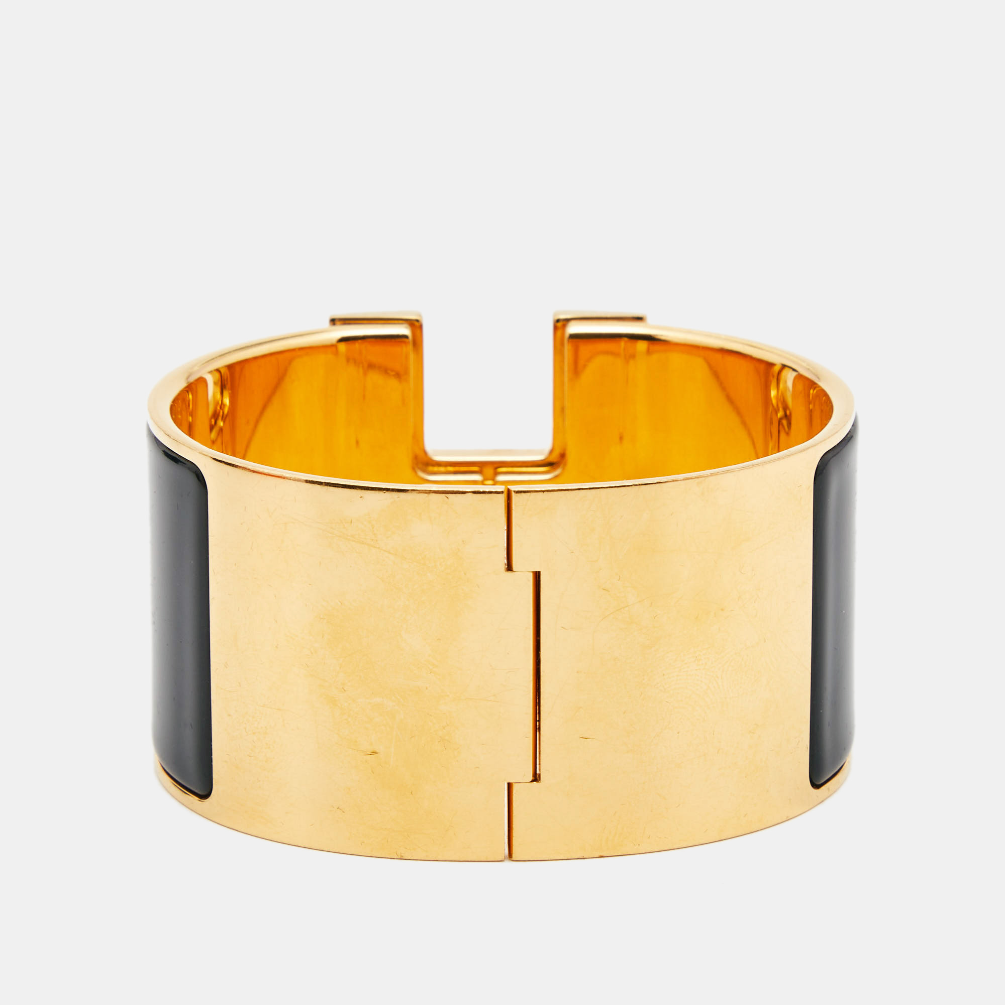 

Hermes Clic Clac H Enamel Gold Plated Extra Wide Bracelet
