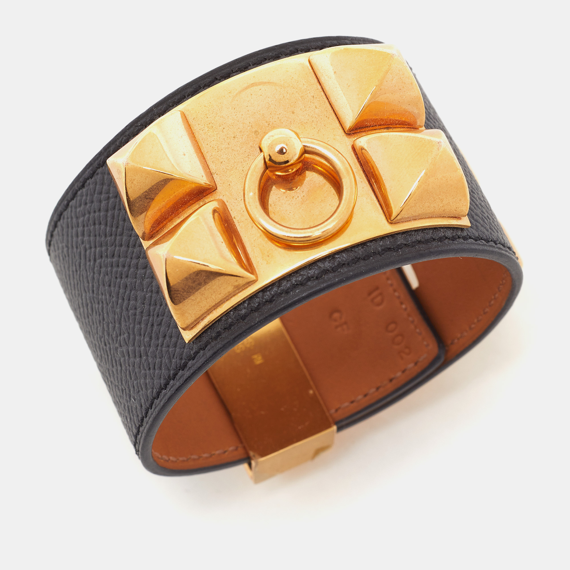 

Hermès Collier de Chien Noir Leather Cuff Bracelet, Black