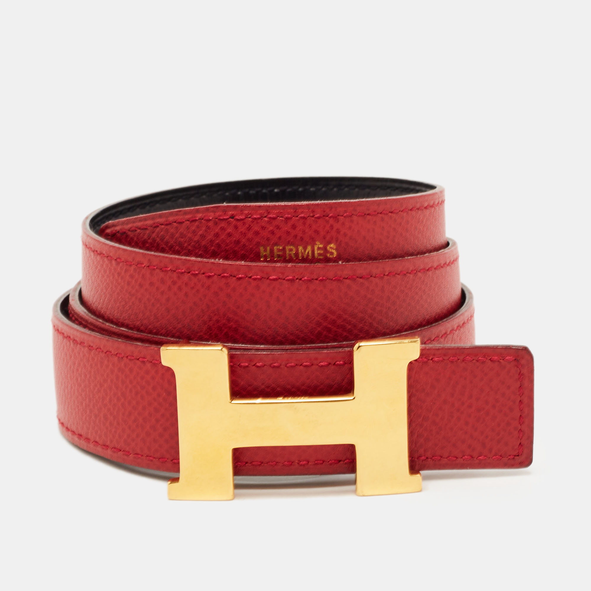 

Hermes Black/Rouge Vif Box and Courchevel Constance Reversible Belt