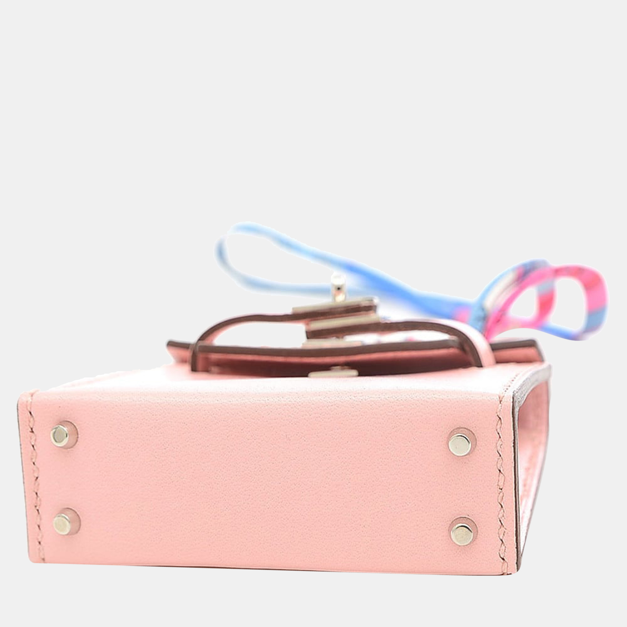 

Hermes Kelly Twilly Tadelakt Rose Sakura Silver metal fittings U stamp, Pink