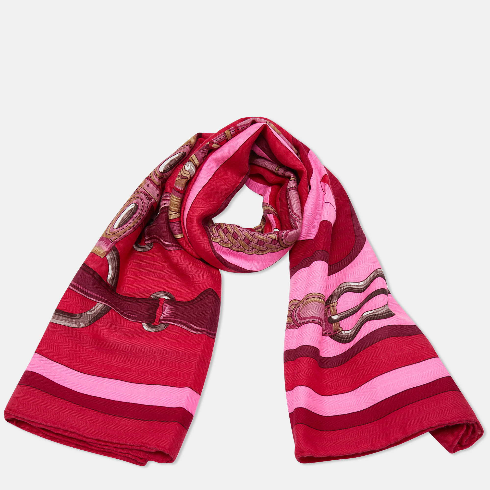 

Hermes Pink Coaching Cashmere & Silk Shawl