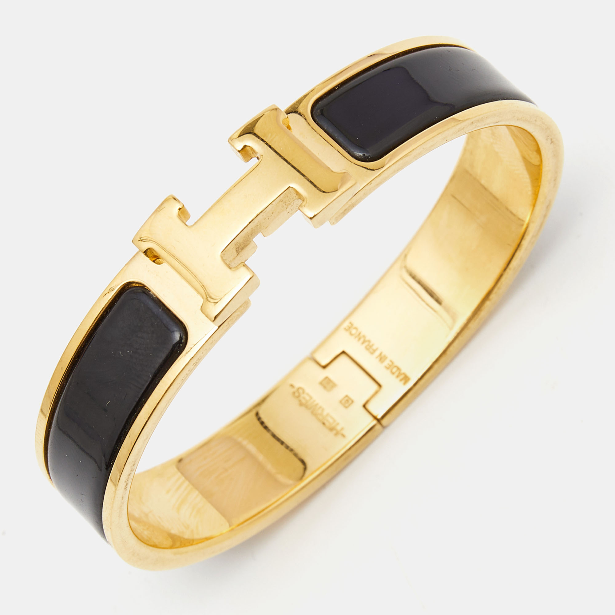 

Hermes Clic H Enamel Gold Plated Bracelet