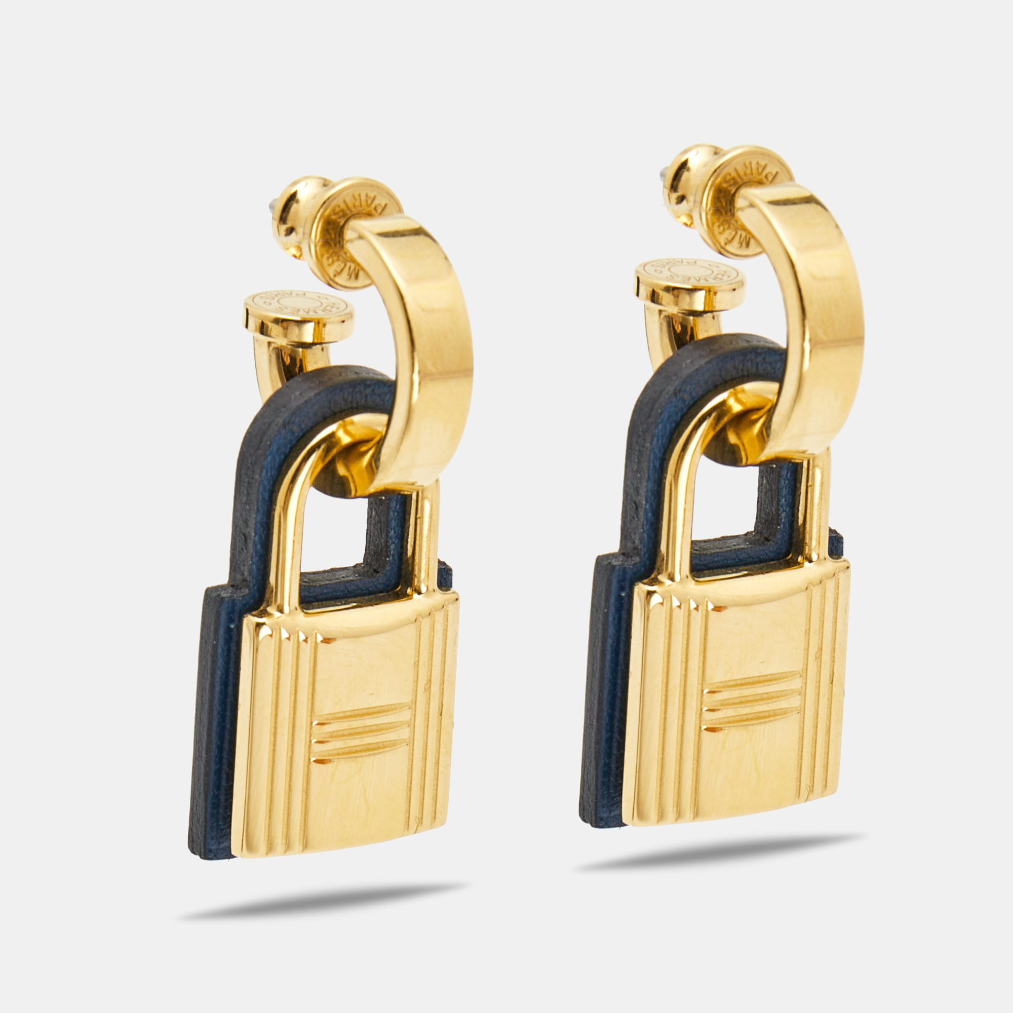 

Hermes O'Kelly Leather Gold Plated Earrings