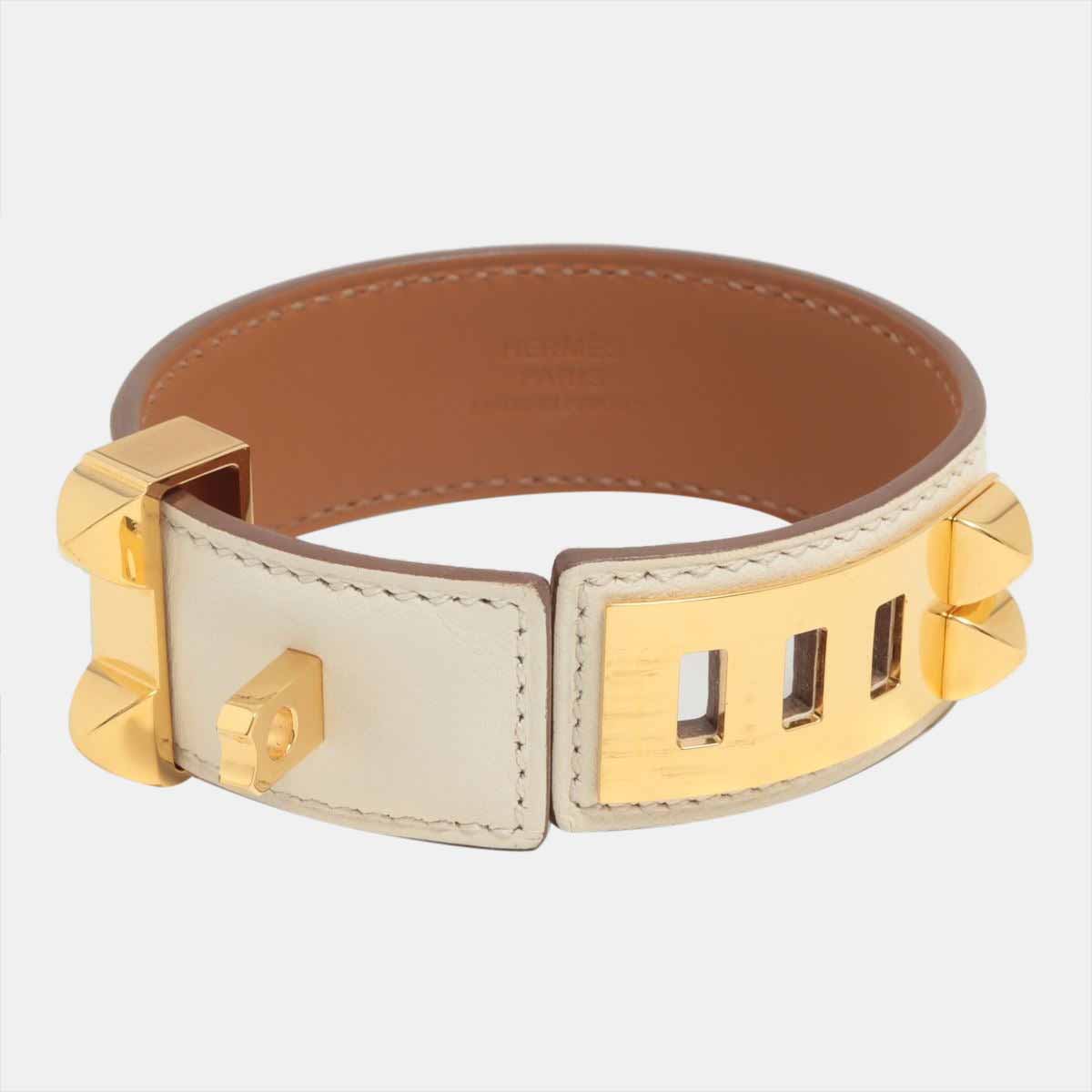 

Hermes Collier de Chien Z: 2021 Bracelet Leather gold, White