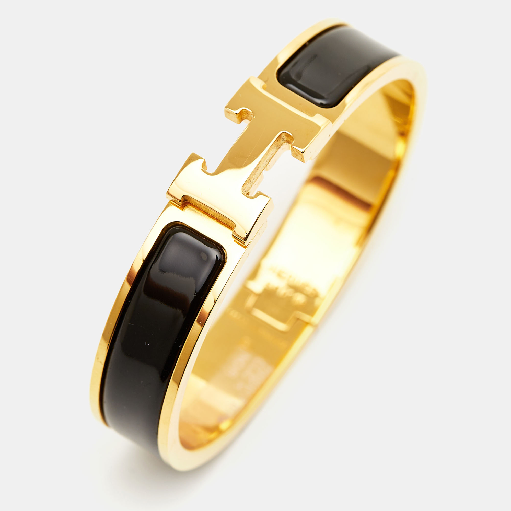 

Hermes Clic H Enamel Gold Plated Bracelet