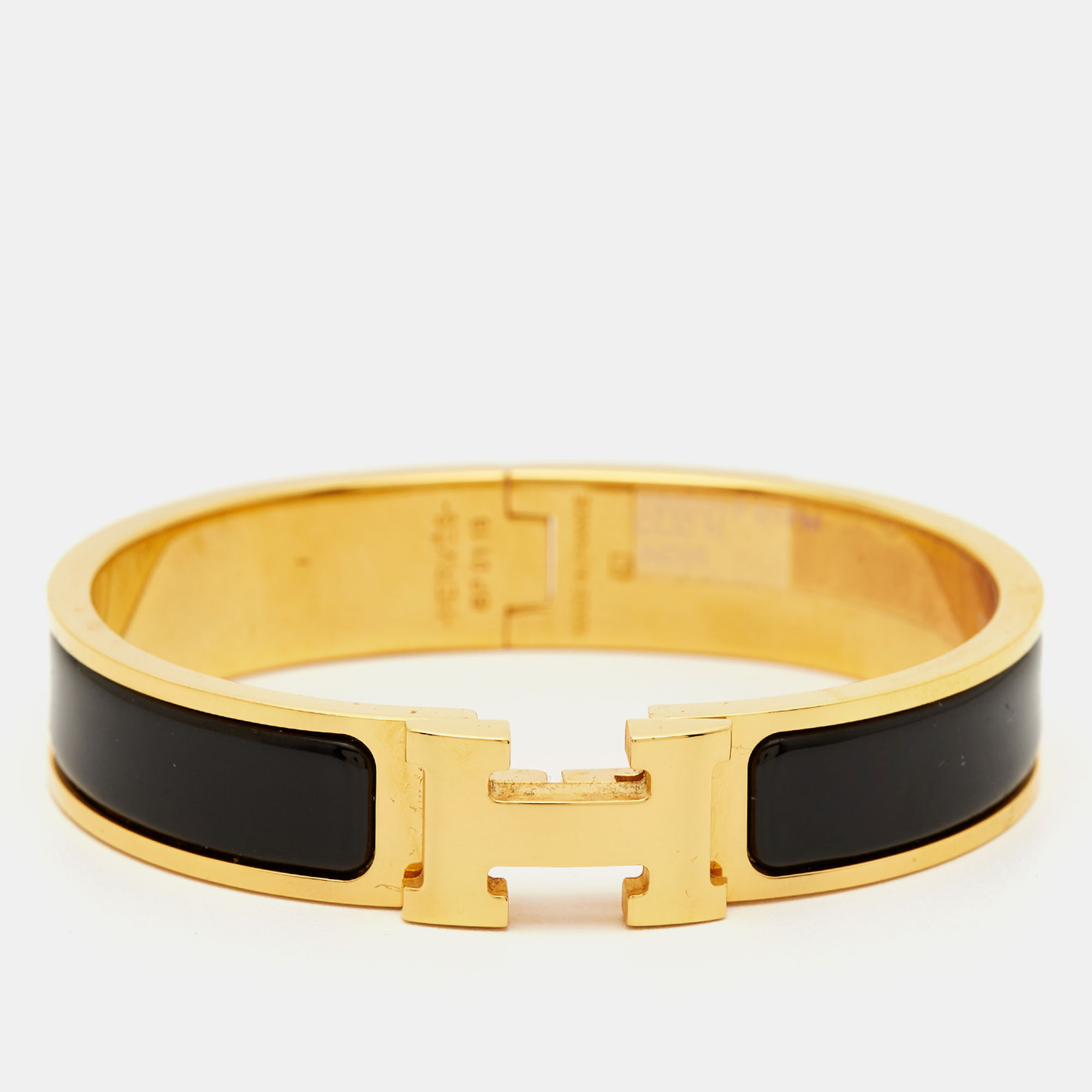 Pre Owned Hermes Clic H Enamel Gold Plated Bracelet