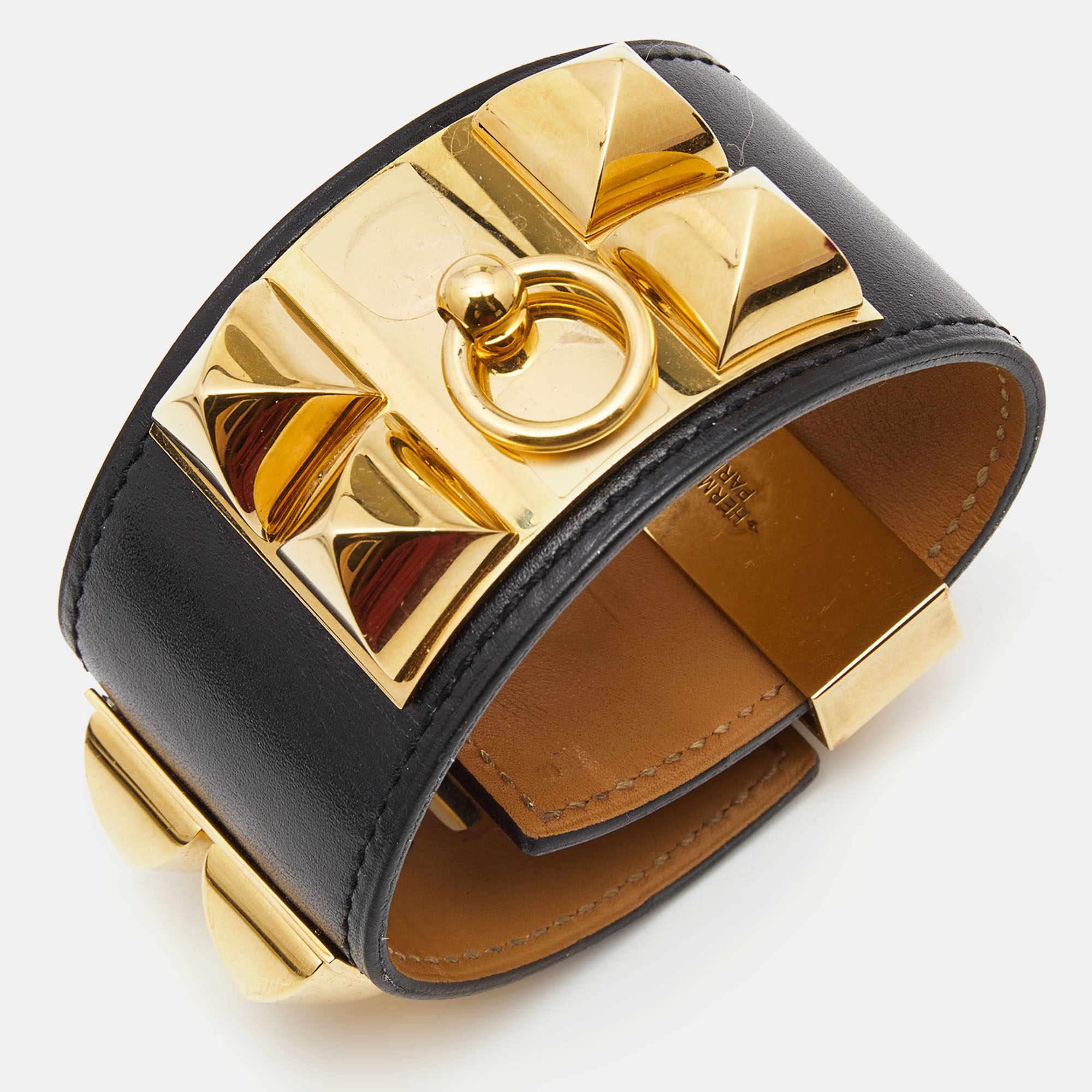 

Hermes Collier de Chien Leather Gold Plated Bracelet
