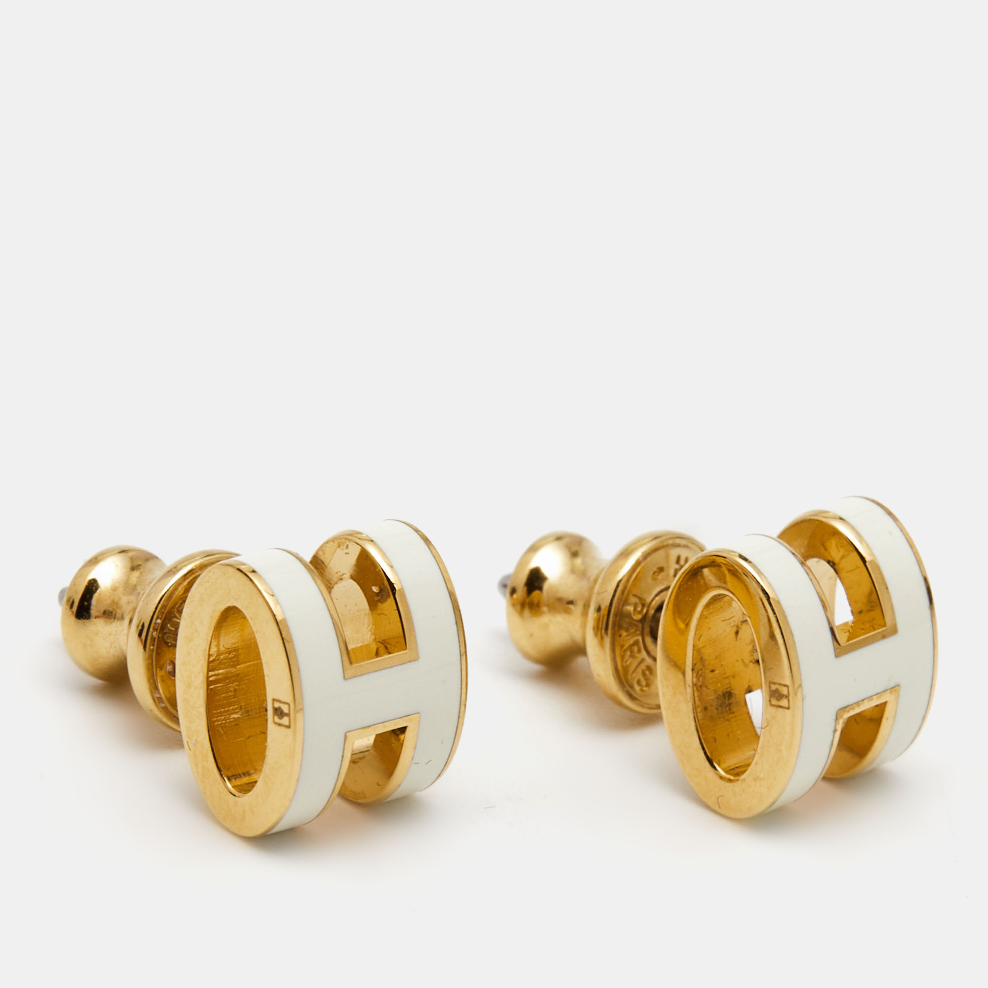 

Hermès Pop H Enamel Gold Plated Stud Earrings