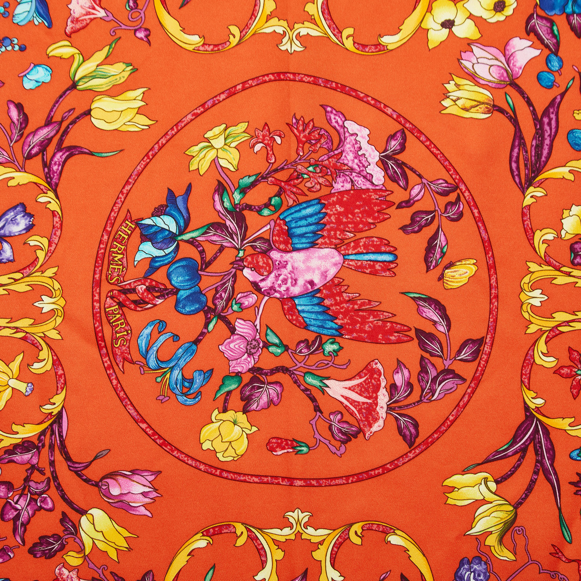 

Hermès Red Pierres d'Orient et d'Occident Printed Silk Square Scarf