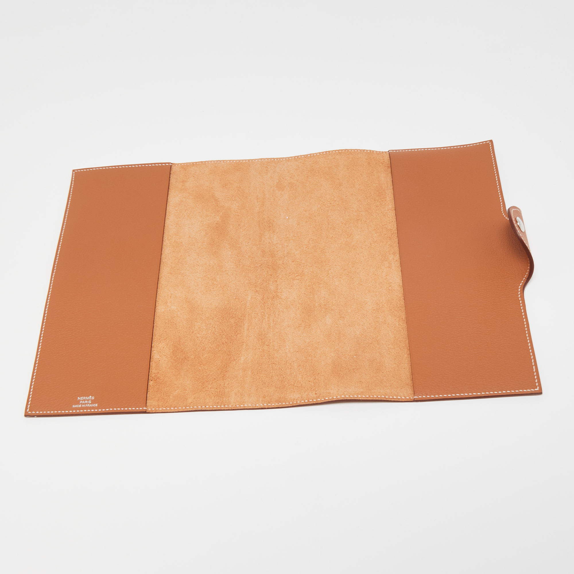 

Hermès Gold Evercolor Leather Ulysse MM Notebook Cover, Brown