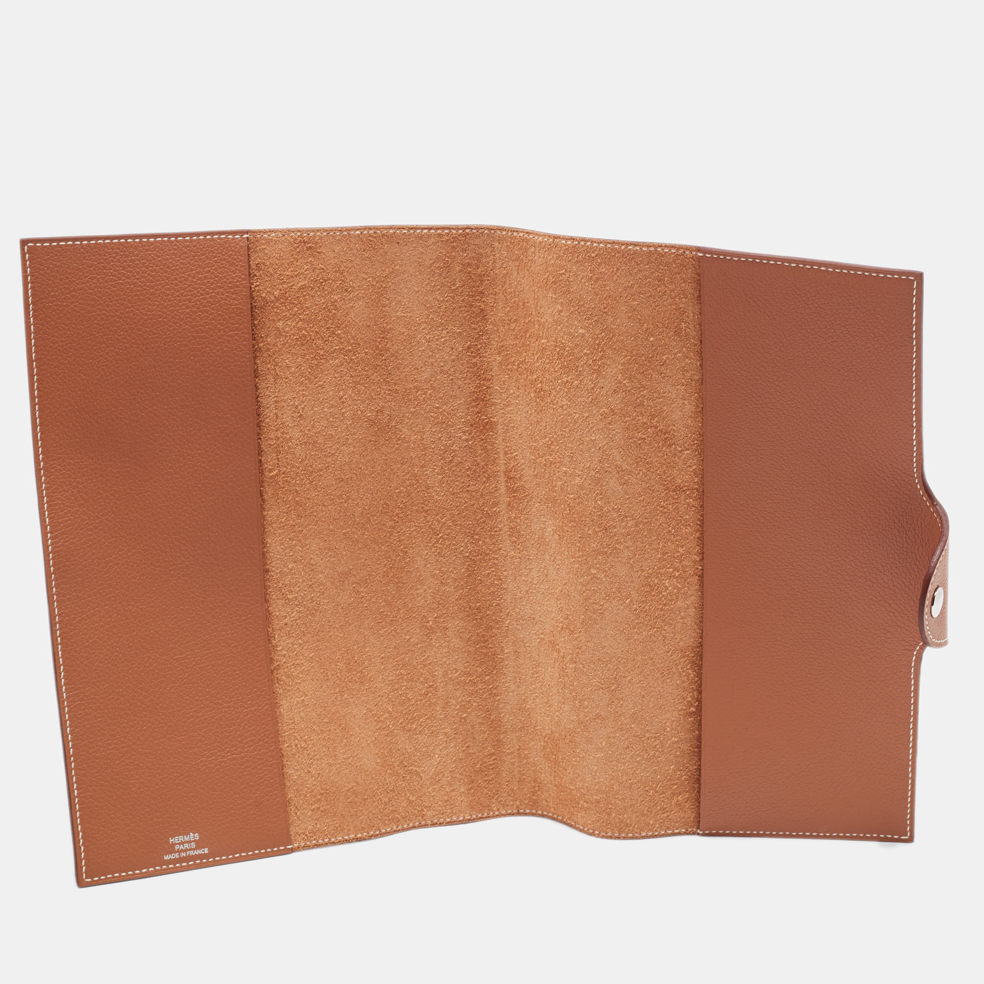 

Hermès Gold Evercolor Leather Ulysse Universal Notebook Cover, Brown