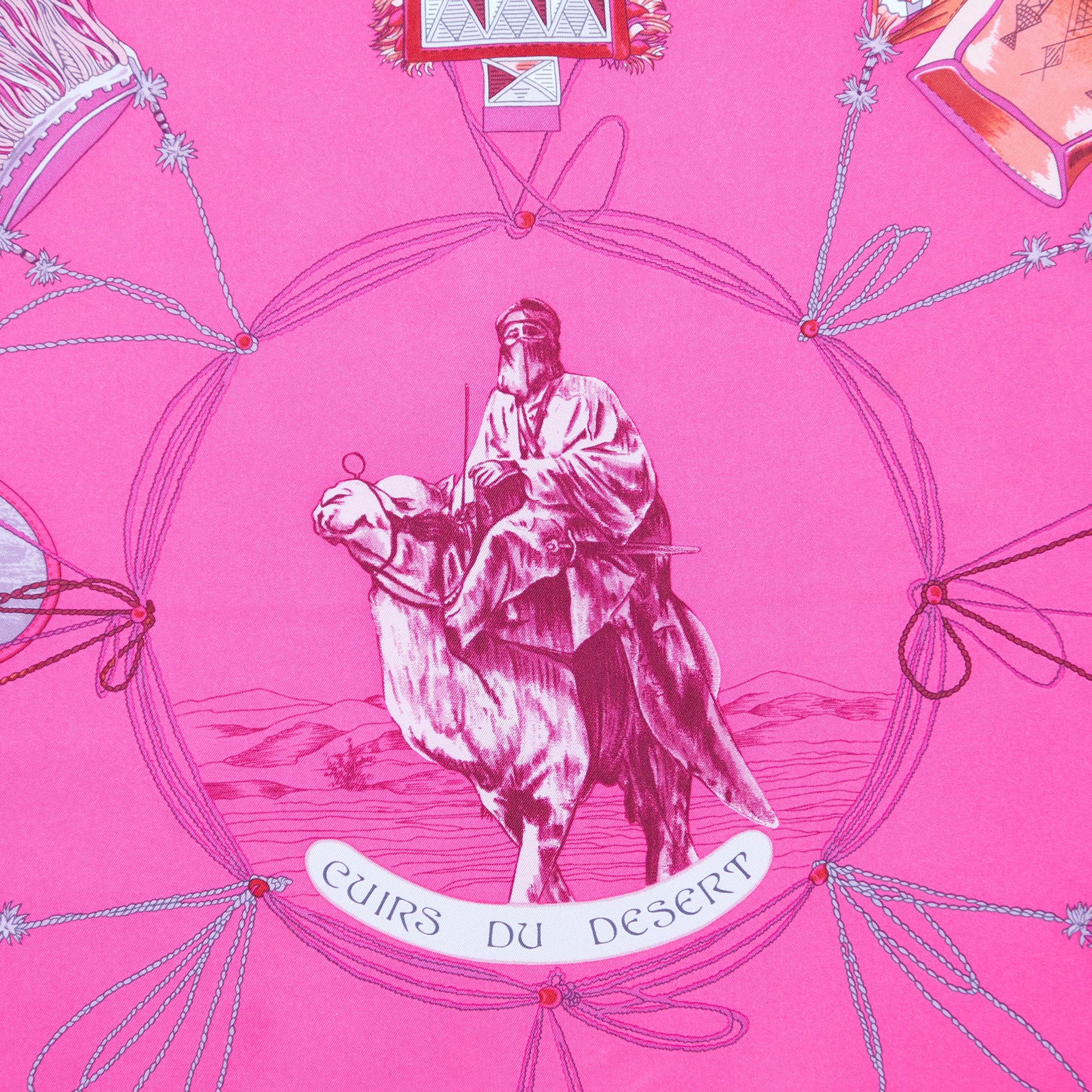 

Hermes Pink Cuirs du Desert Printed Silk Square Scarf