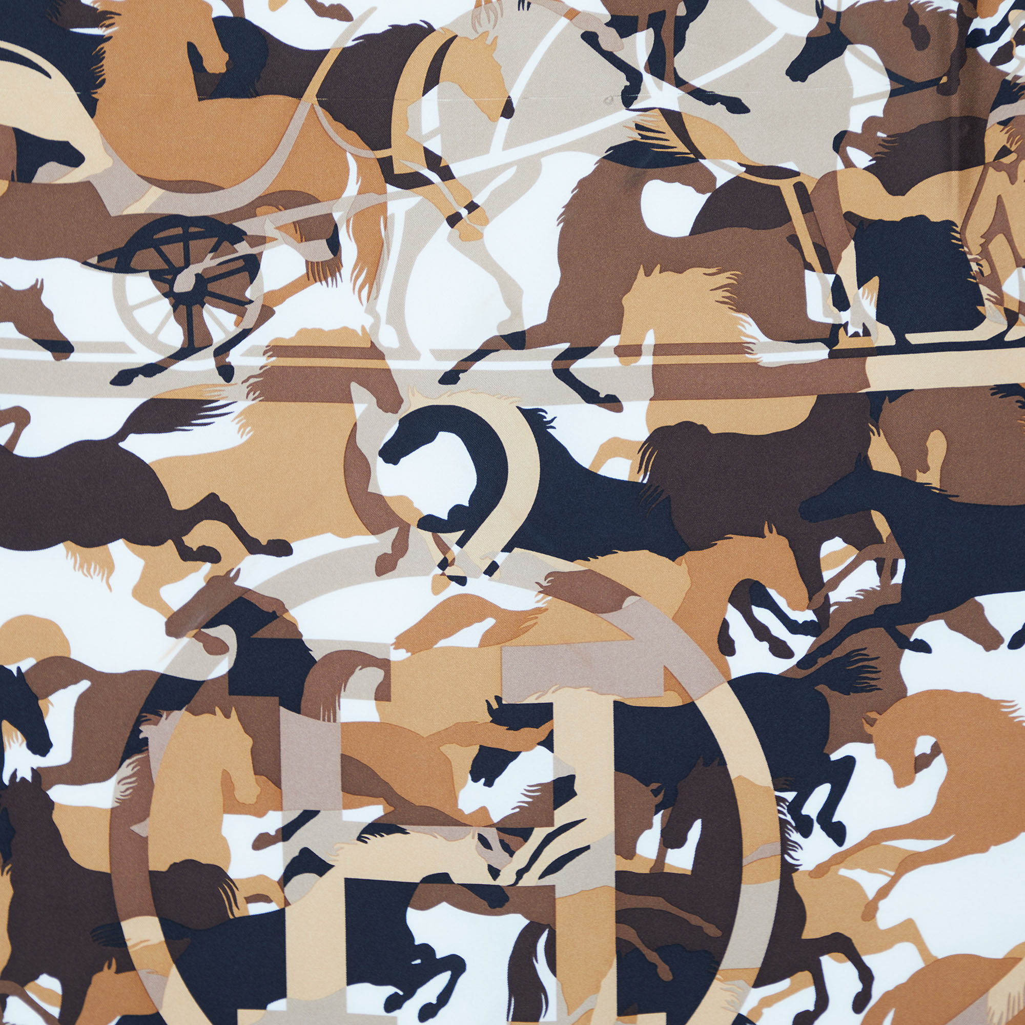 

Hermès off-White Ex Libris En Camouflage Printed Silk Square Scarf