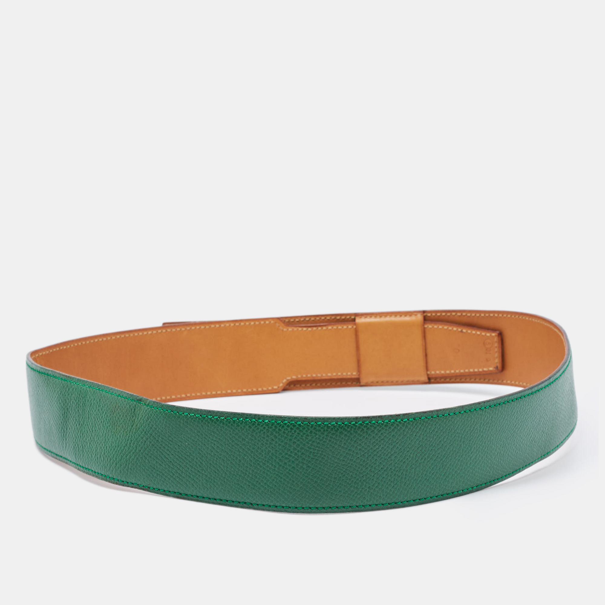 

Hermes Vert Bengal Courchevel Leather Kelly adjustable Belt, Green