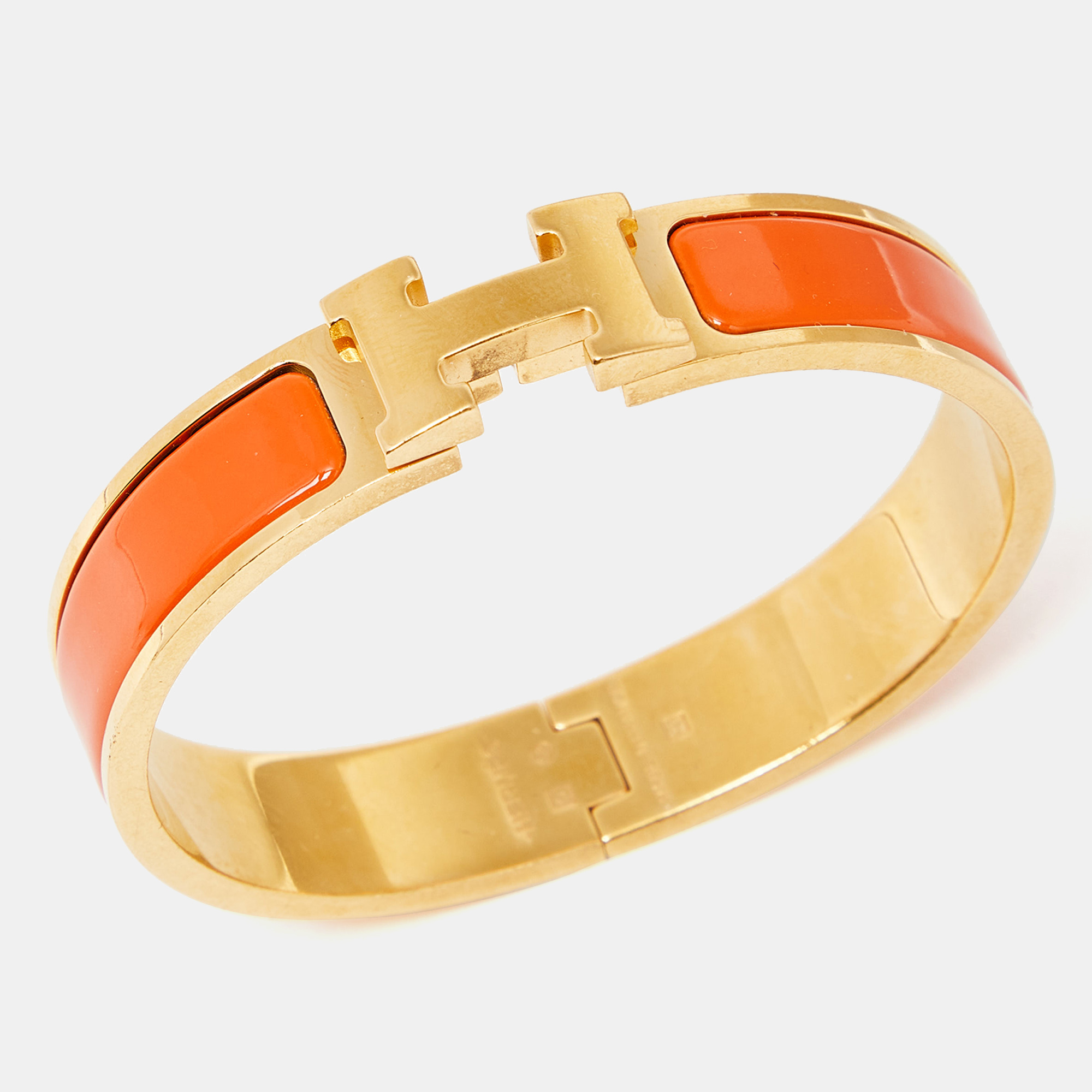 

Hermes Clic Clac H Orange Gold Plated Bracelet