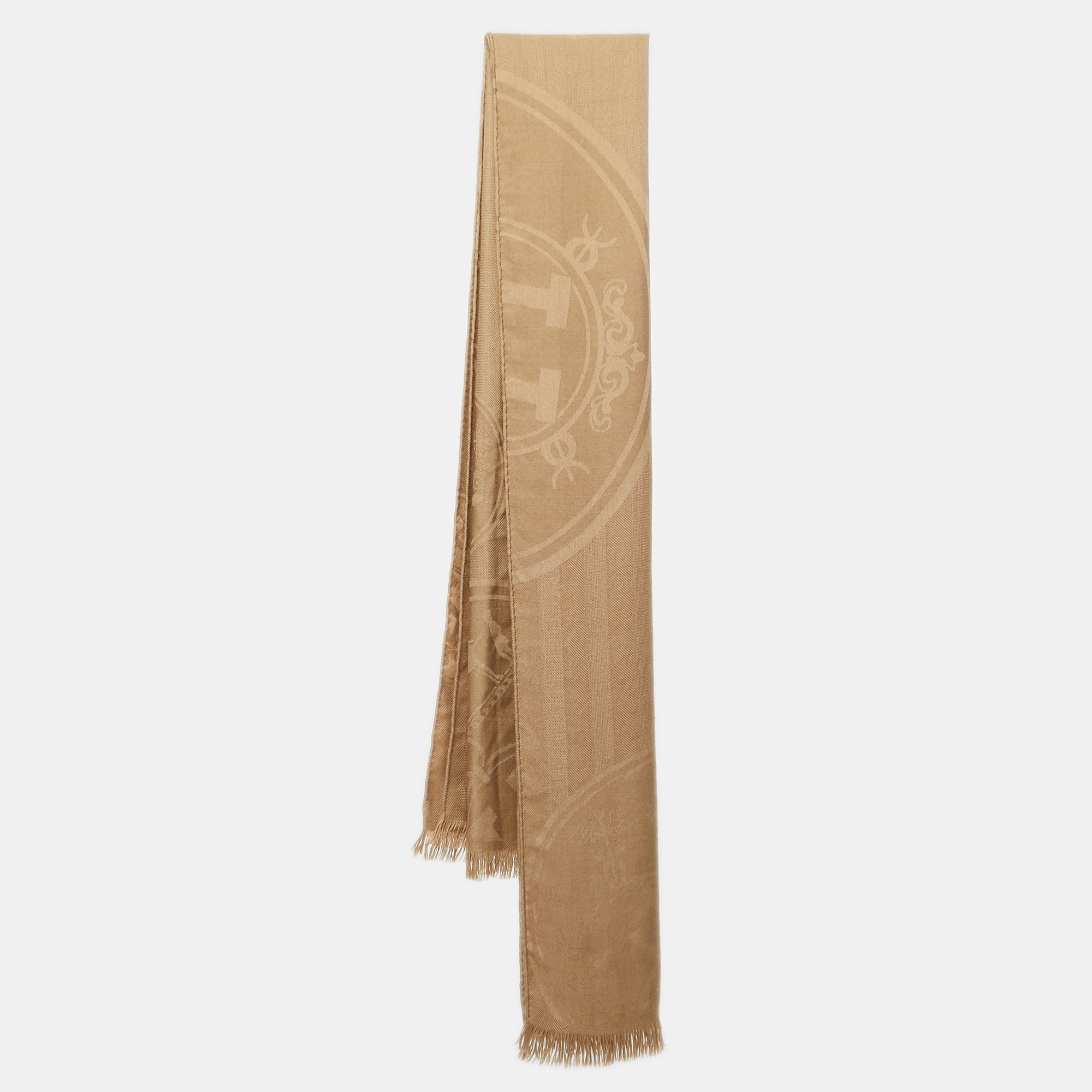 مملوكة مسبقًا Hermès  Beige Patterned Cashmere Blend New Libris Stole