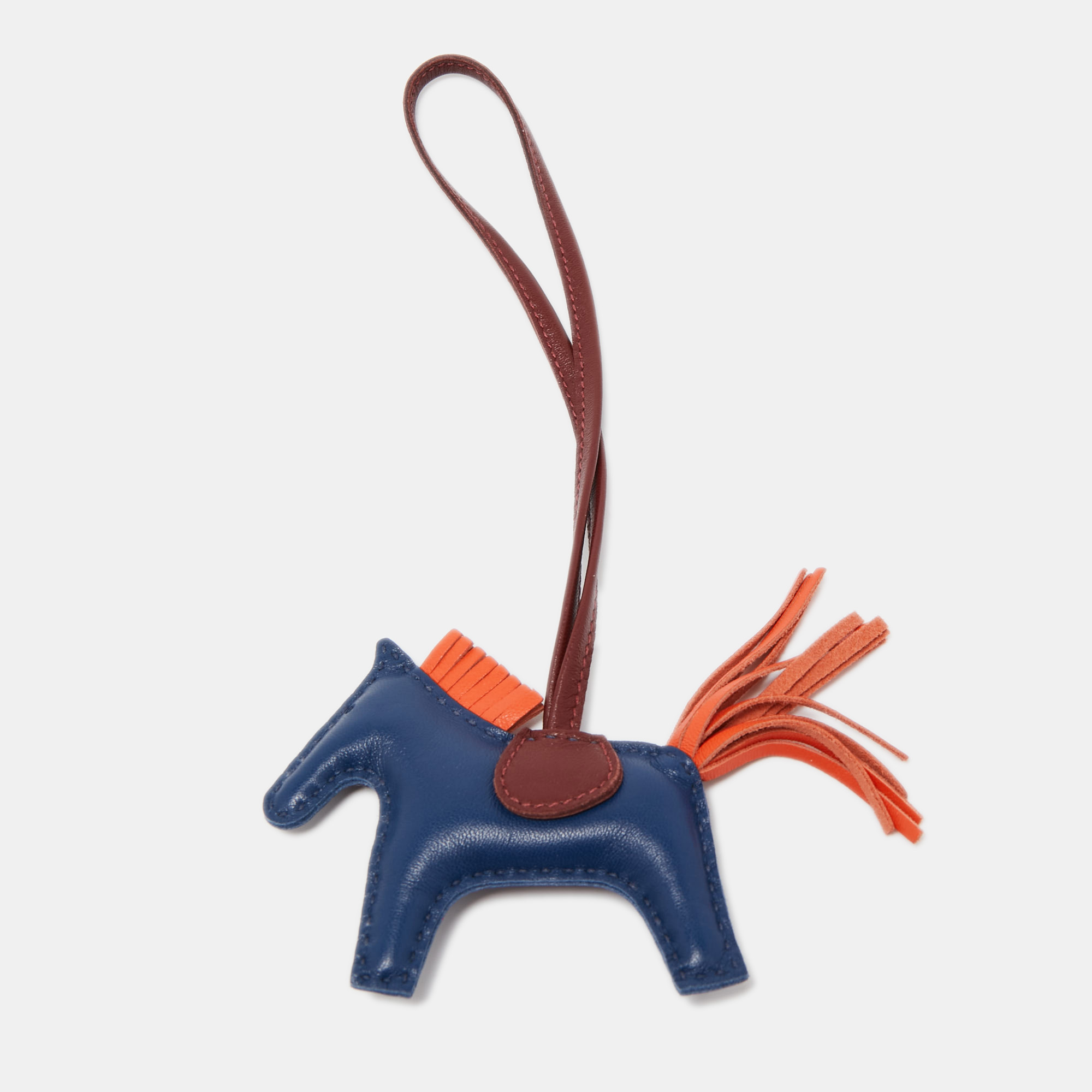 

Hermes Bleu de Malte/Orange Poppy/Rouge H Milo Leather GriGri Rodeo Bag Charm PM, Multicolor