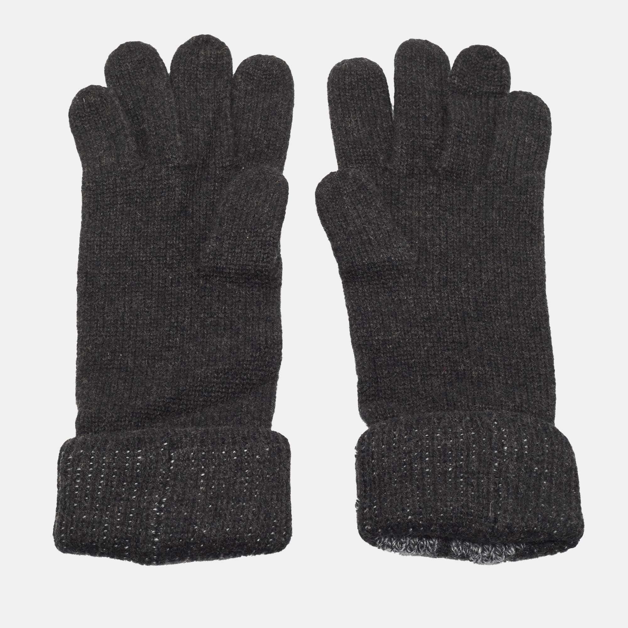 

Hermes Black Monogram Cashmere Gloves