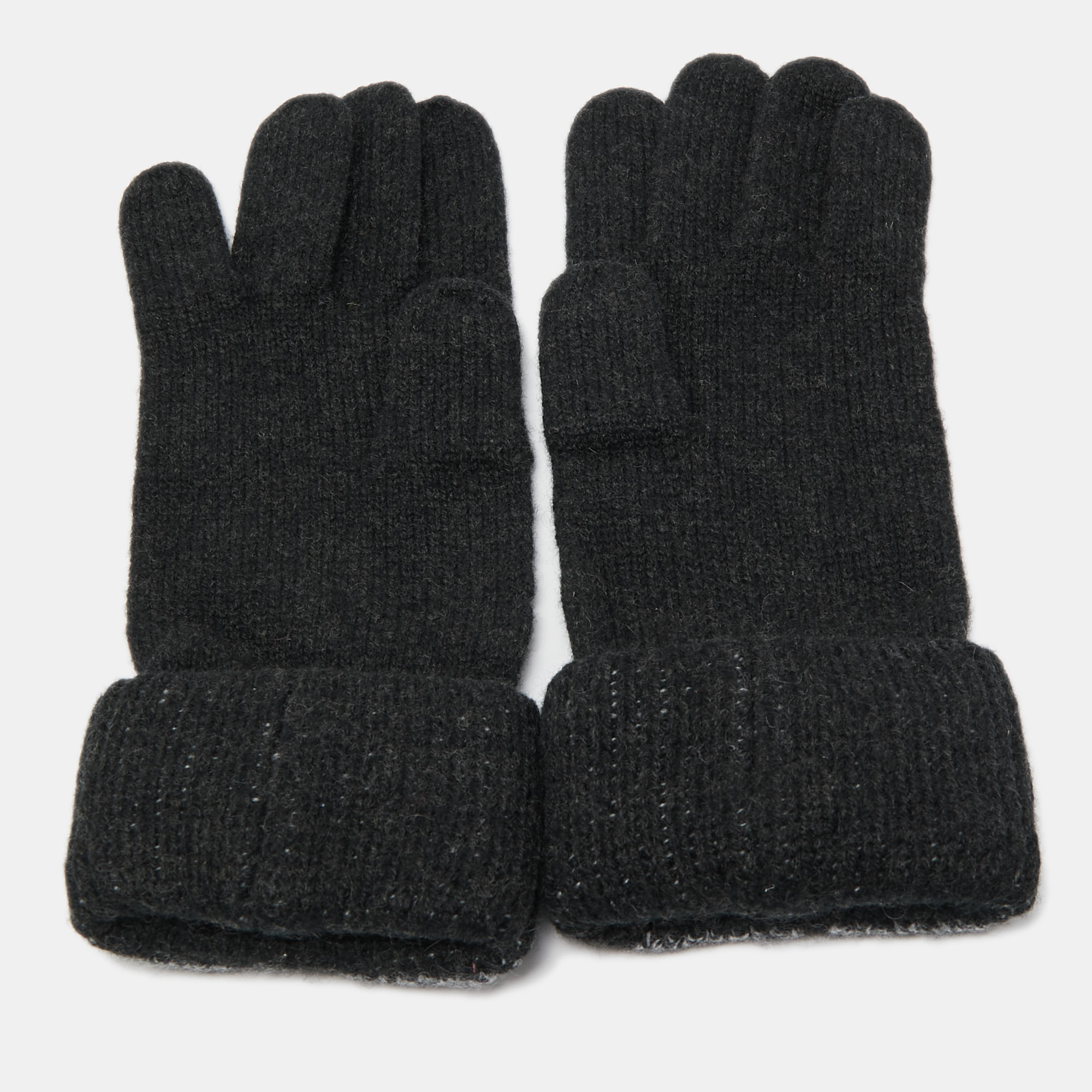 

Hermes Black Monogram Cashmere Gloves