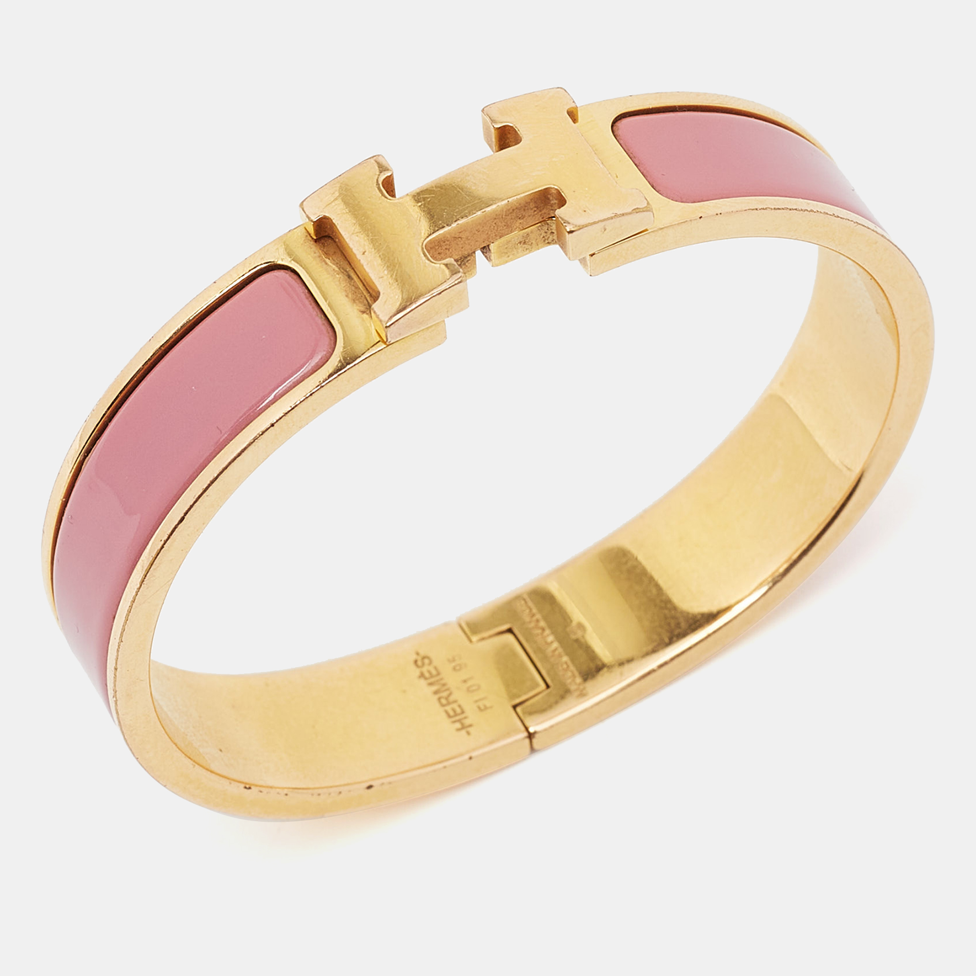 

Hermes Clic H Enamel Gold Gold Plated Bracelet