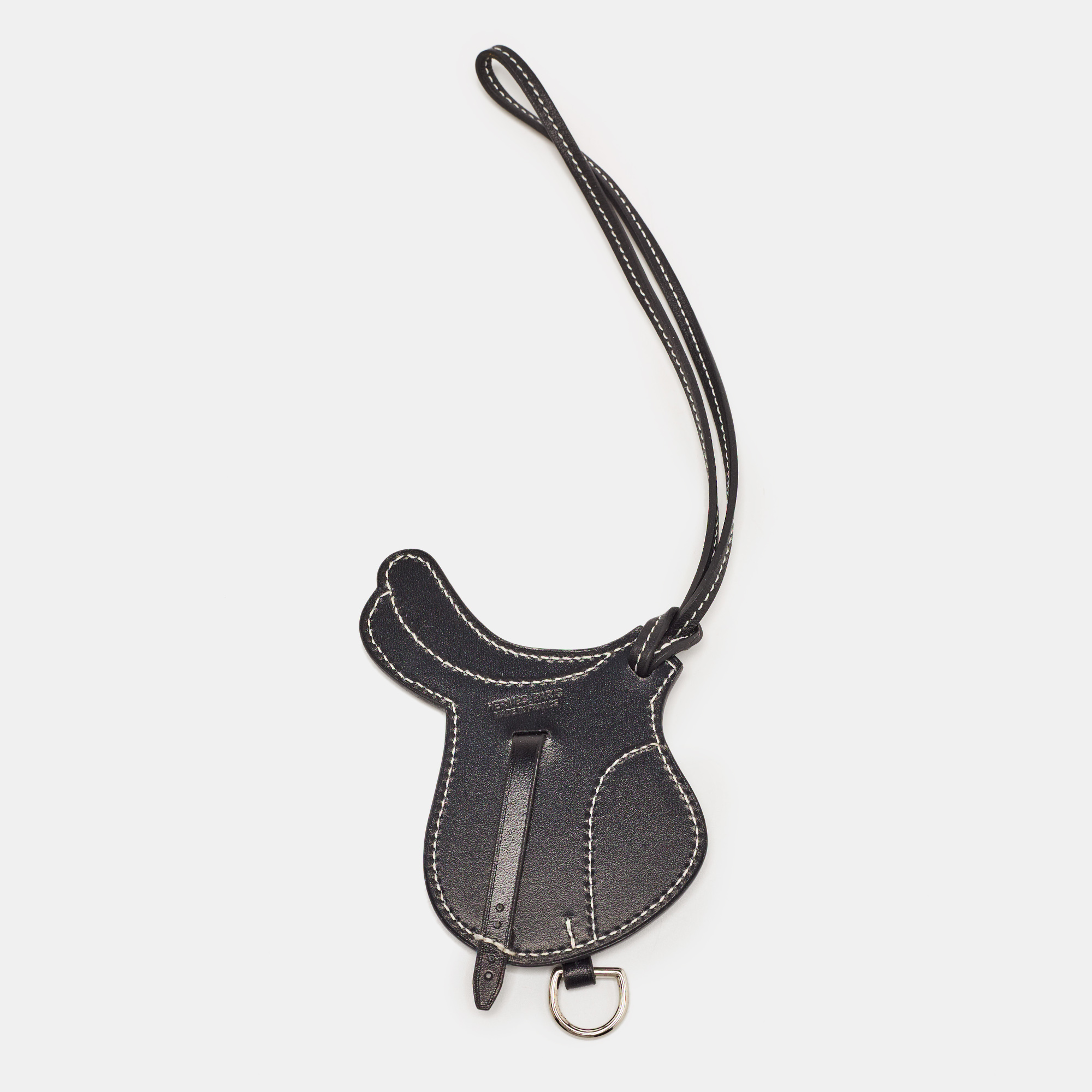 

Hermes Noir Veau Butler Leather Paddock Selle Horse Saddle Bag Charm, Black