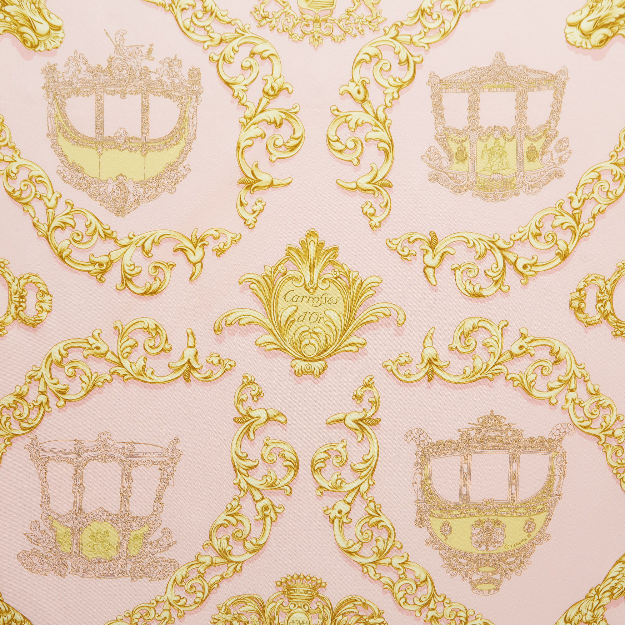 

Hermes Pink Carosses d'Or Silk Scarf