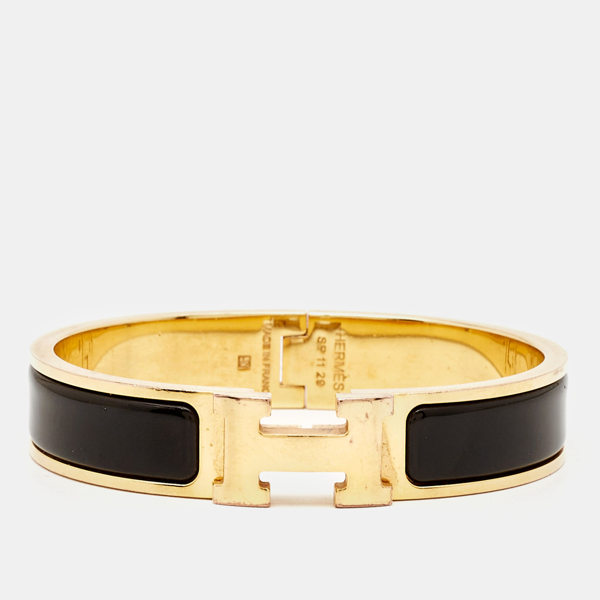 

Hermes Clic H Enamel Gold Plated Bracelet