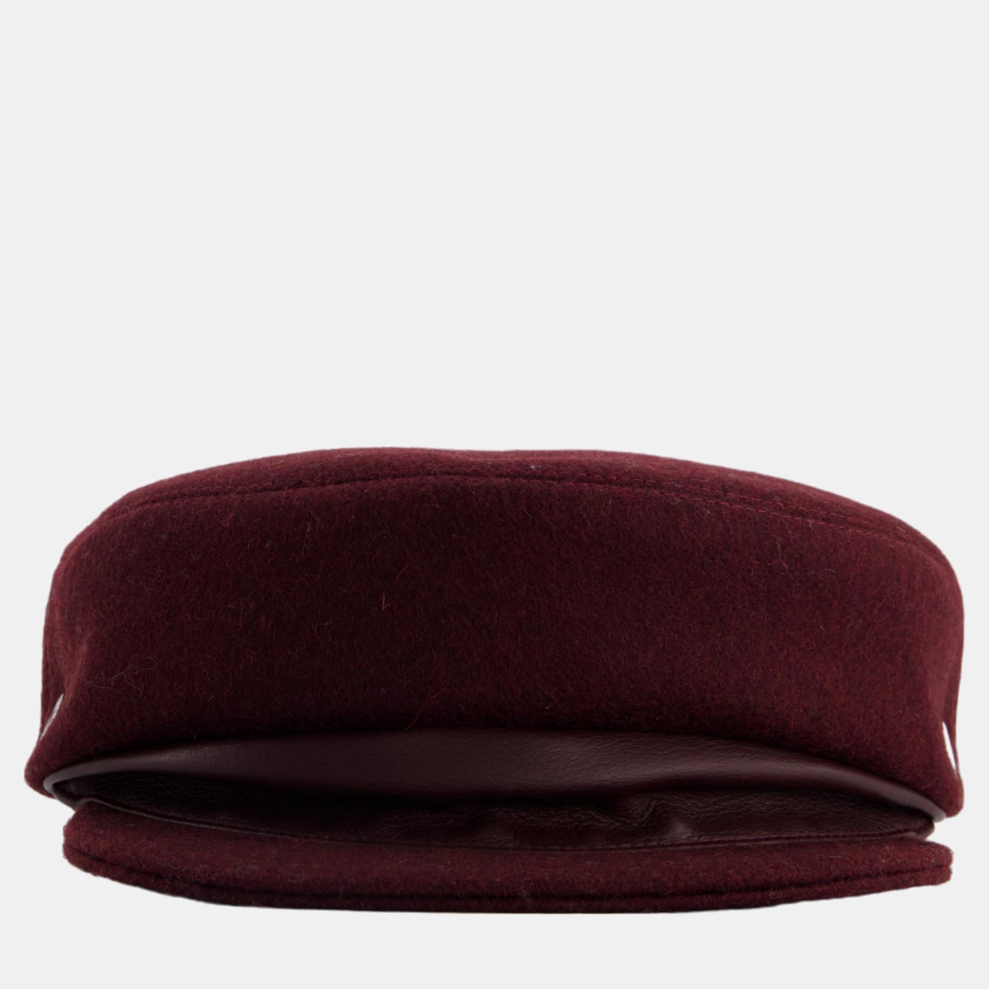 

Hermes Burgundy Wool Baker Boy Hat Size