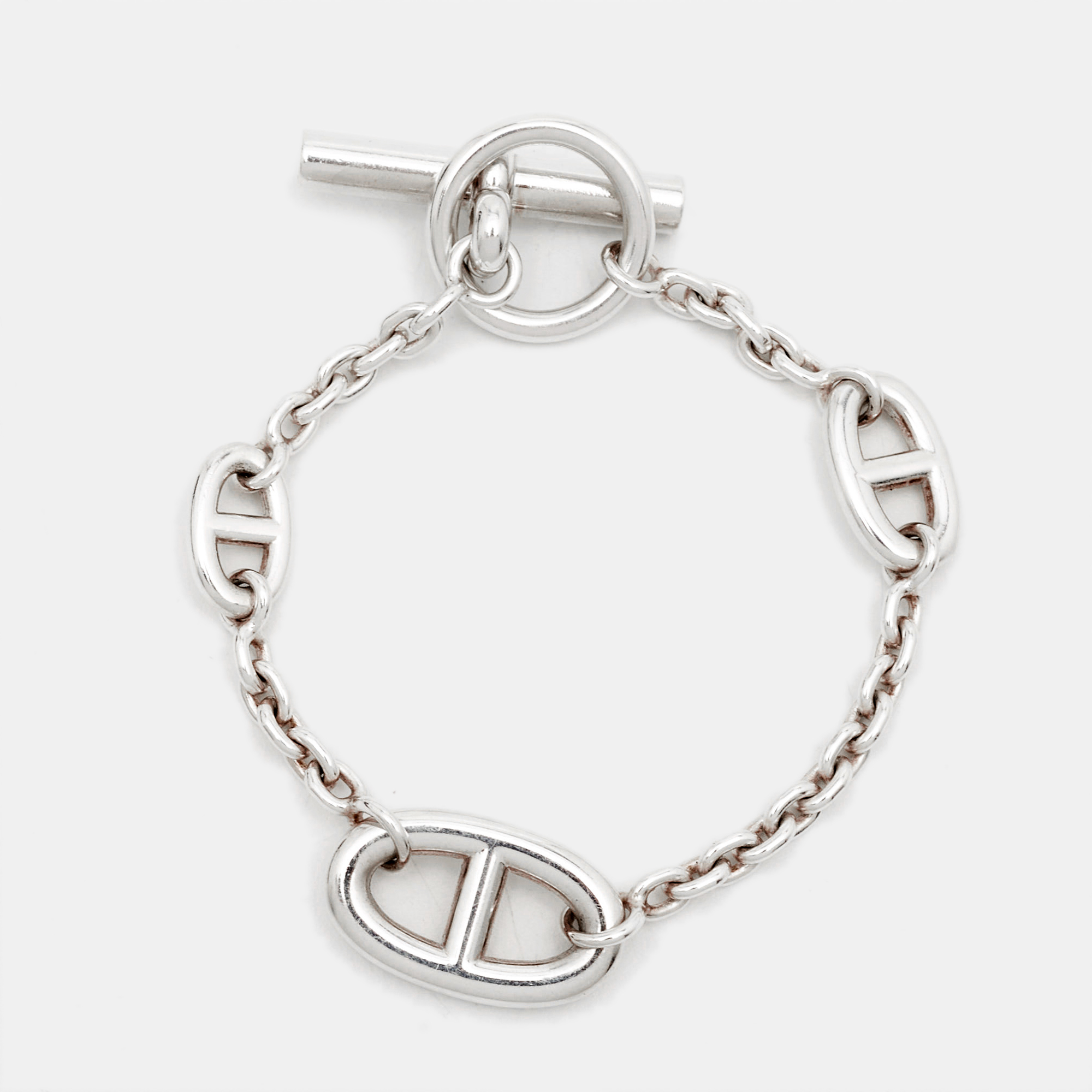 

Hermès Farandole Sterling Silver Chain Link Toggle Bracelet