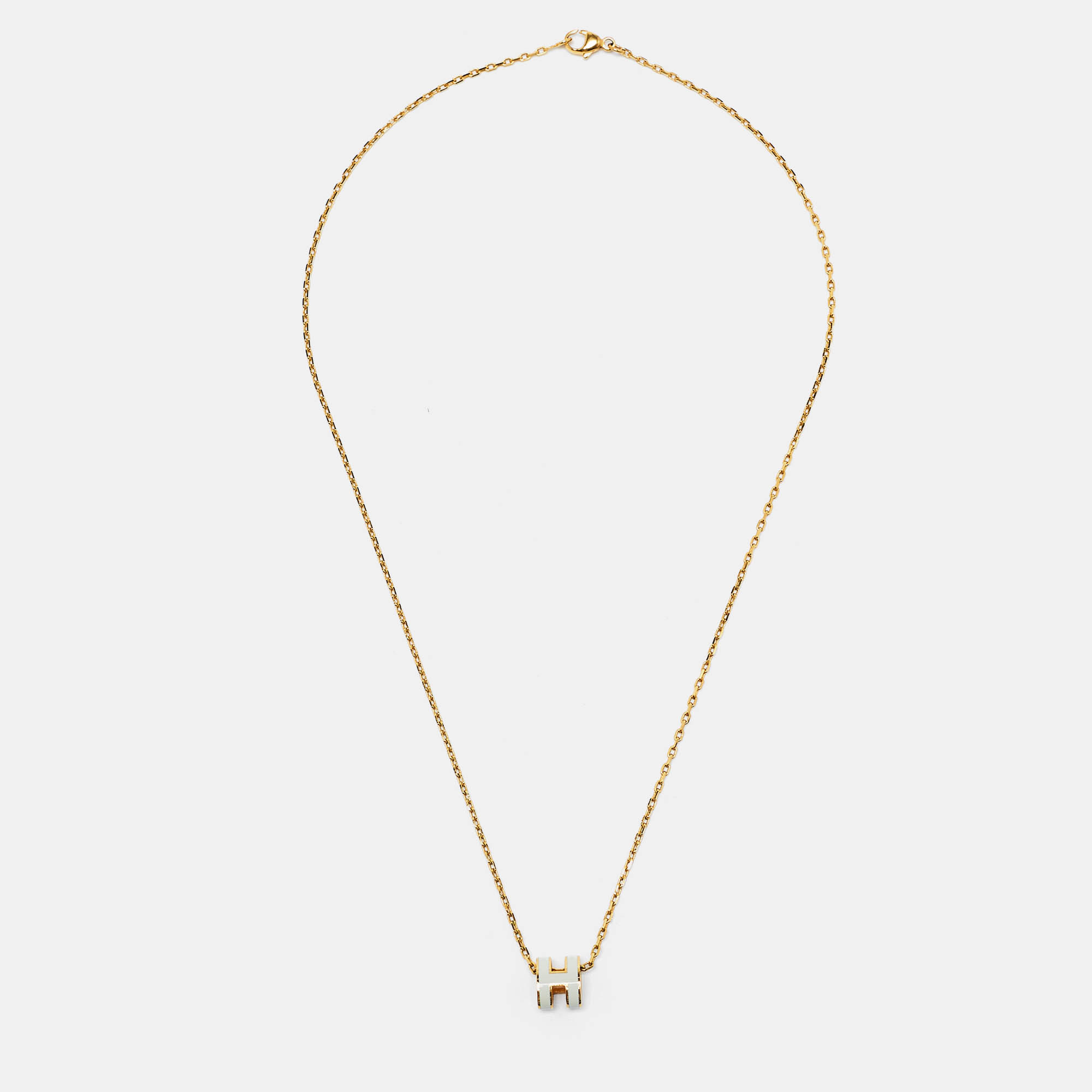 

Hermès Pop H Mini Enamel Gold Tone Necklace