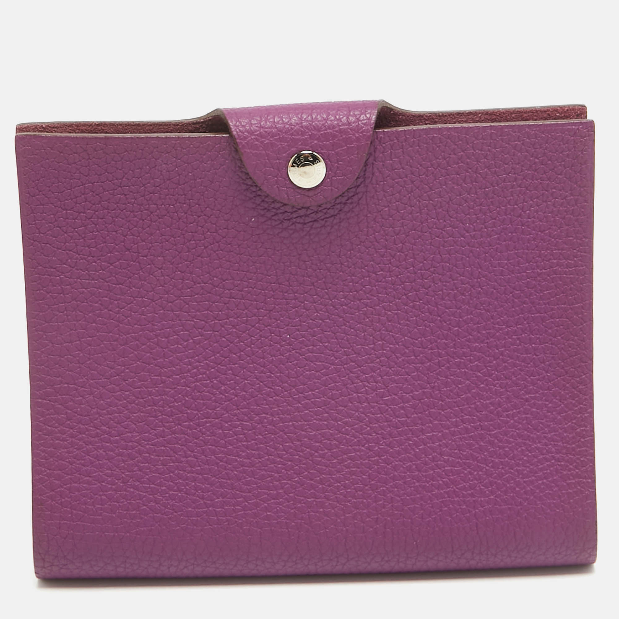 Pre-owned Hermes Anemone Togo Leather Ulysse Pm Notebook Cover In Purple