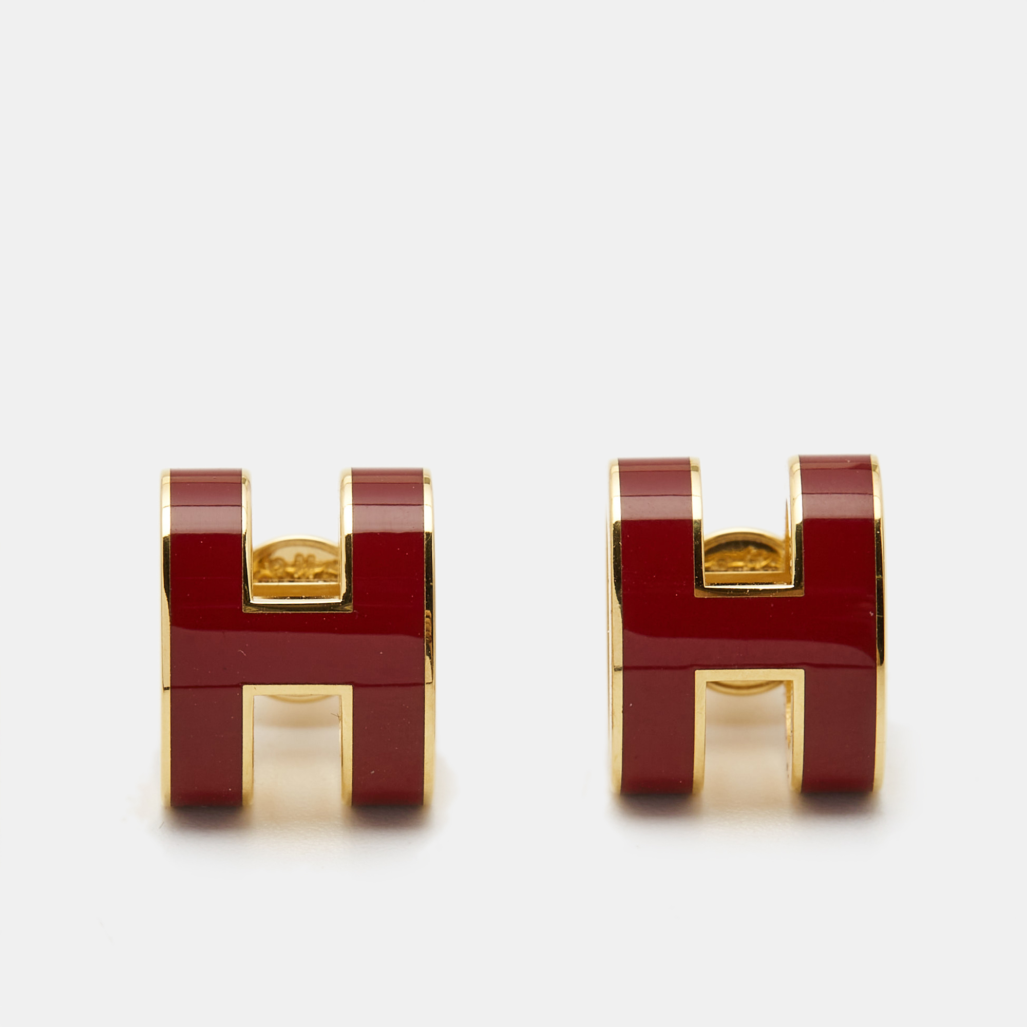 

Hermes Pop H Enamel Gold Tone Earrings