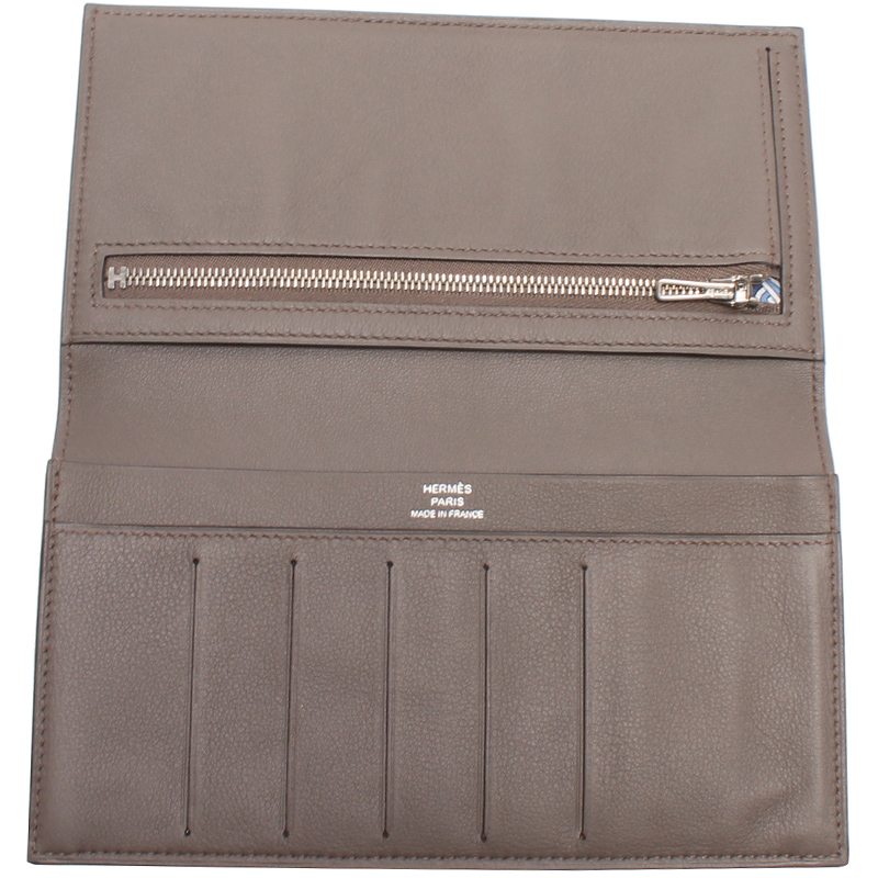 

Hermes Grey Leather Citizen Twill Long Wallet