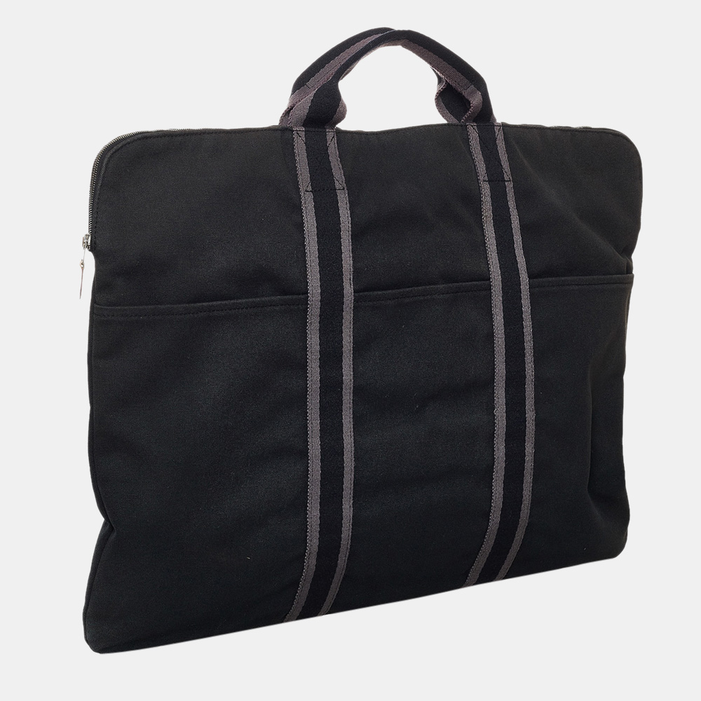 

Hermes Black/Grey Fourre Tout Canvas Briefcase