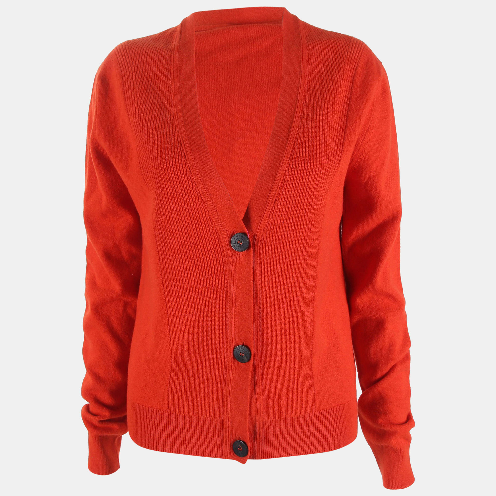 

Hermes Red/Orange Cashmere Cardigan