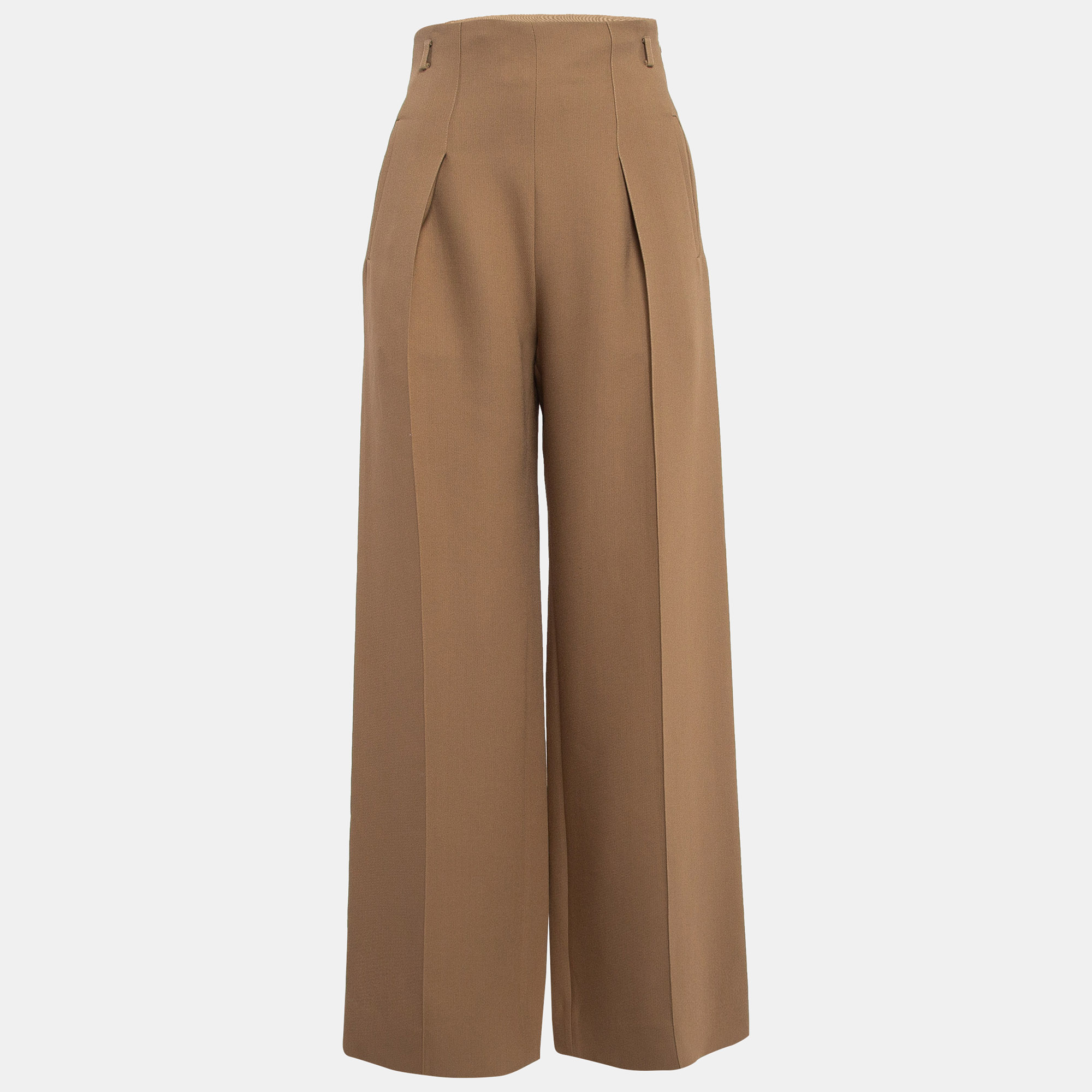 

Hermès Brown Silk Blend Wide-Leg Loose Fit Pants S