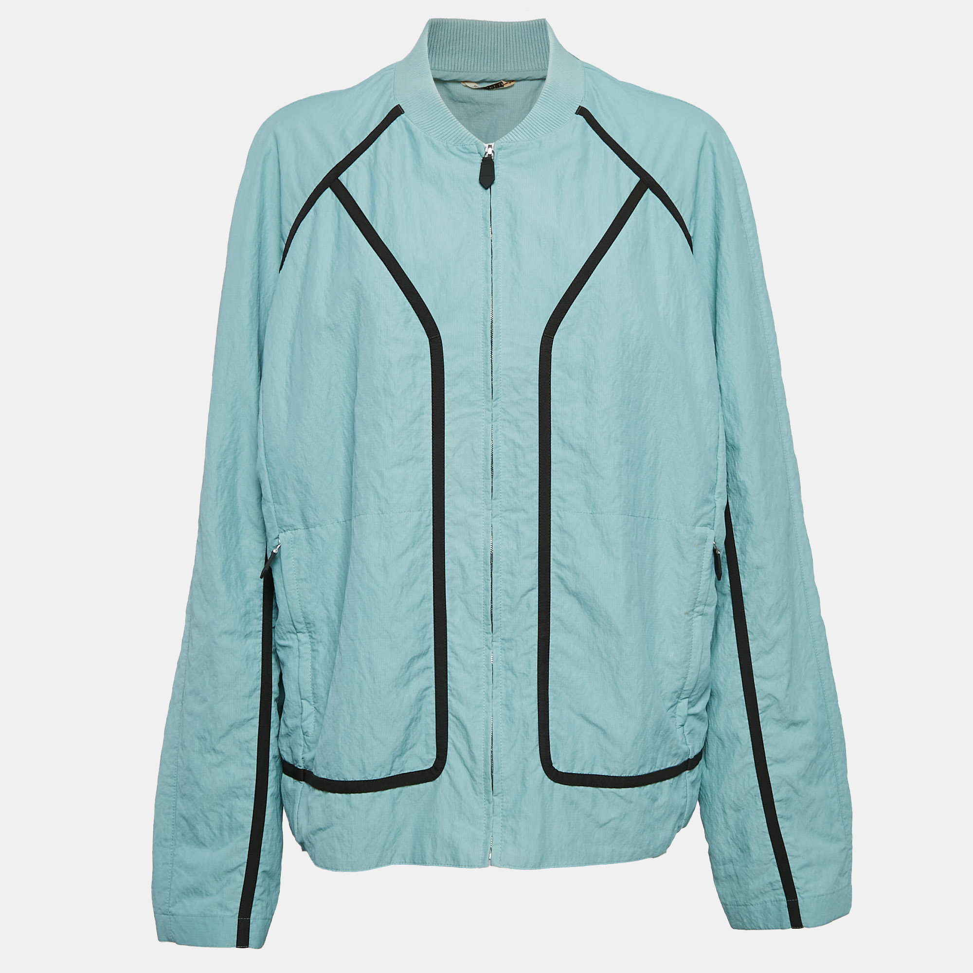 

Hermes Blue Synthetic Zip-Up Bomber Jacket XXL