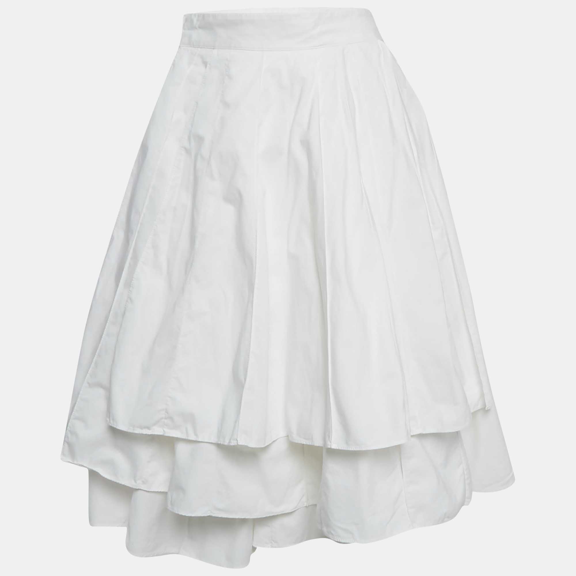 

Hermes White Cotton Asymmetric Wrap Skirt S