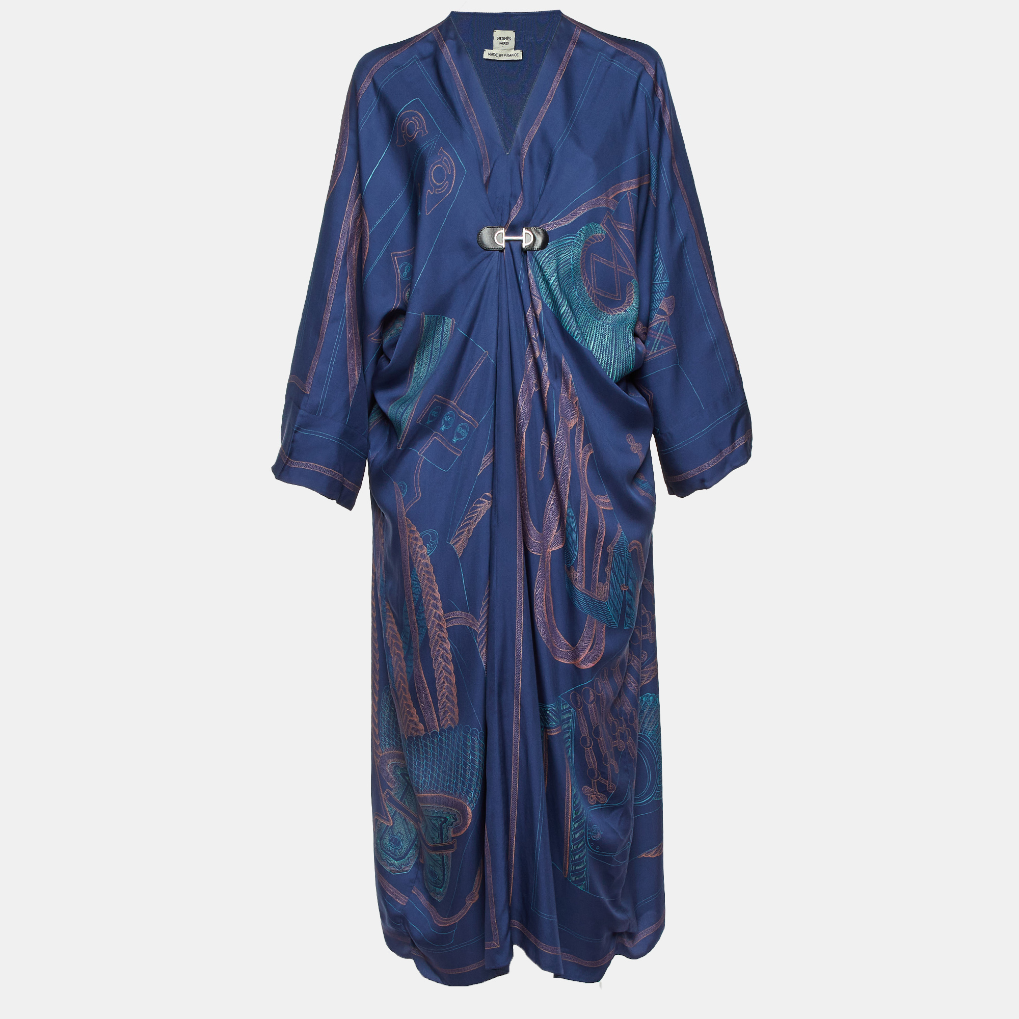 

Hermes Blue Printed Silk Kaftan M