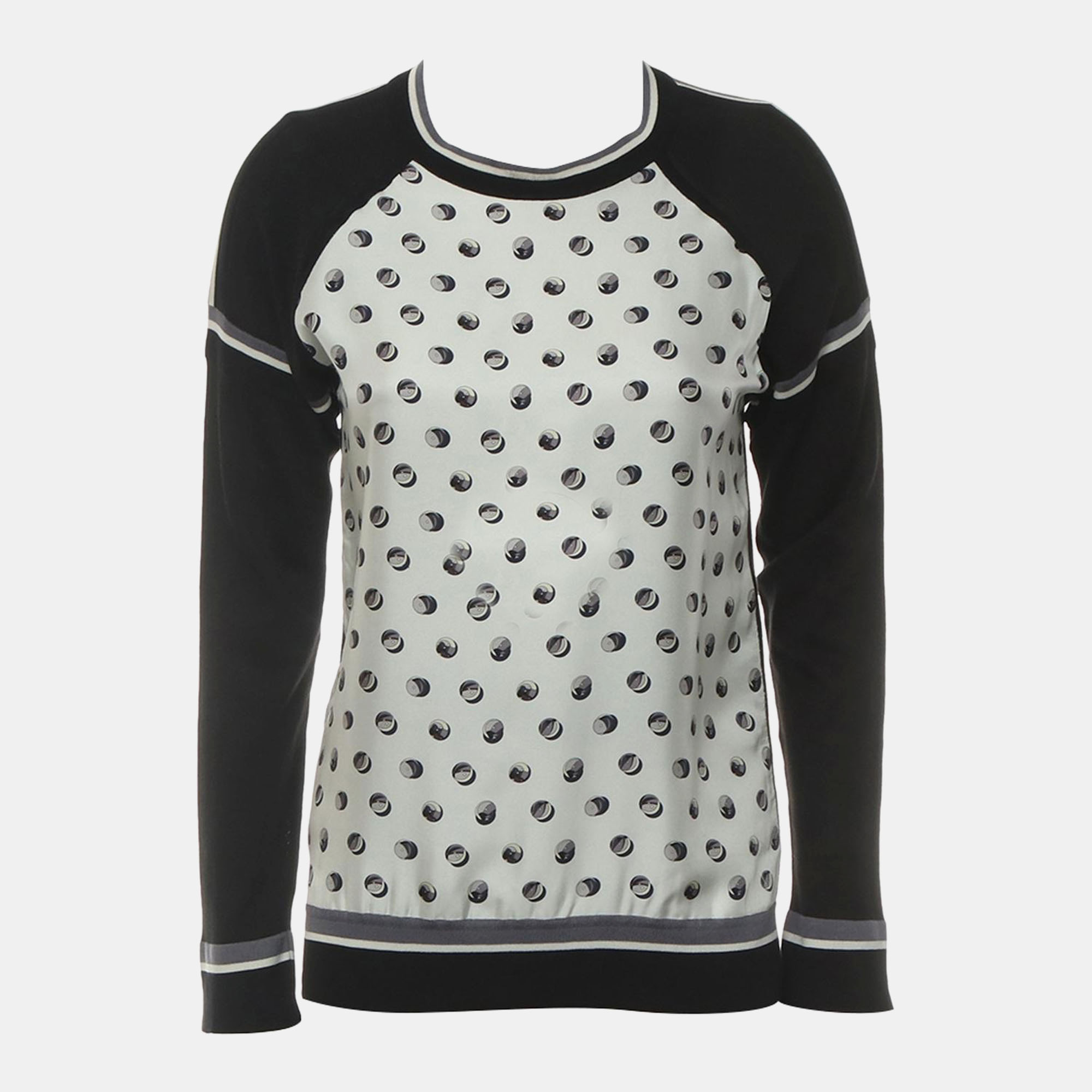 

Hermes Black/White Silk, Cotton Cashmere Silk Sweater