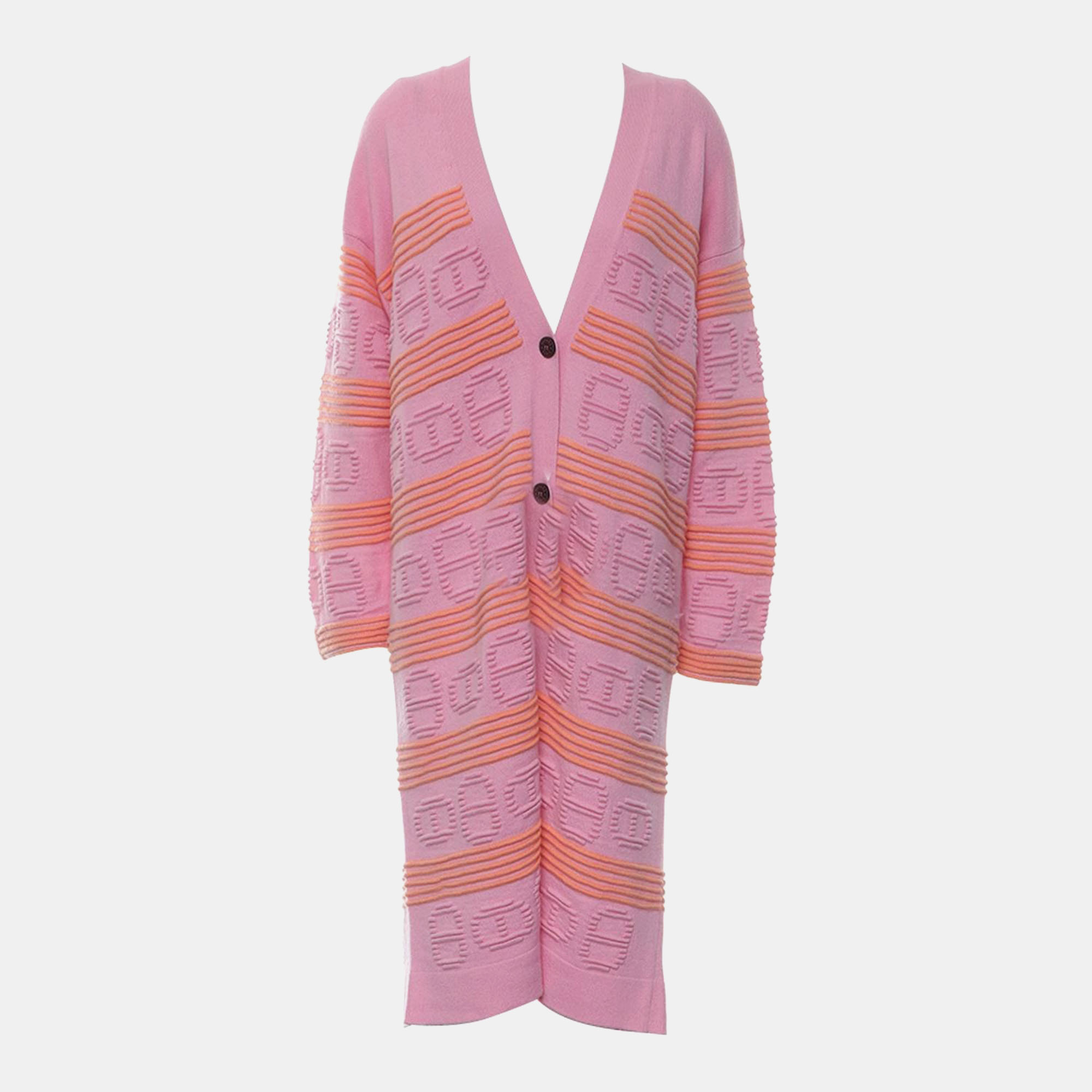 

Hermes Pink, Orange Cashmere, Cotton Chaine D'Ancre Coat