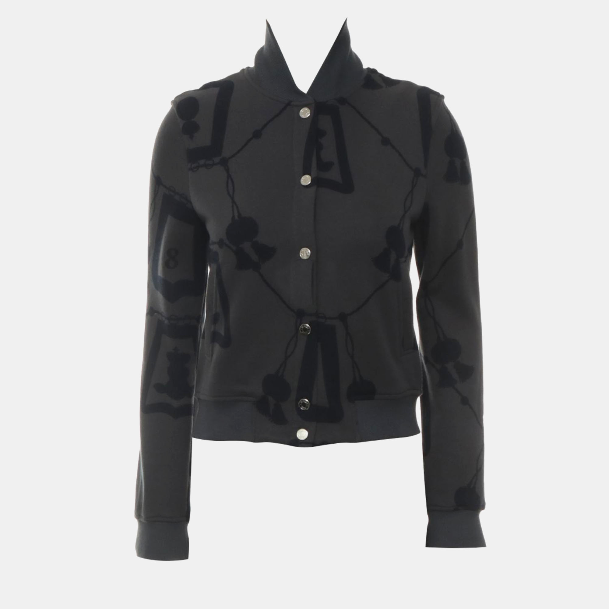 

Hermes Printed Button Up Jacket, Black