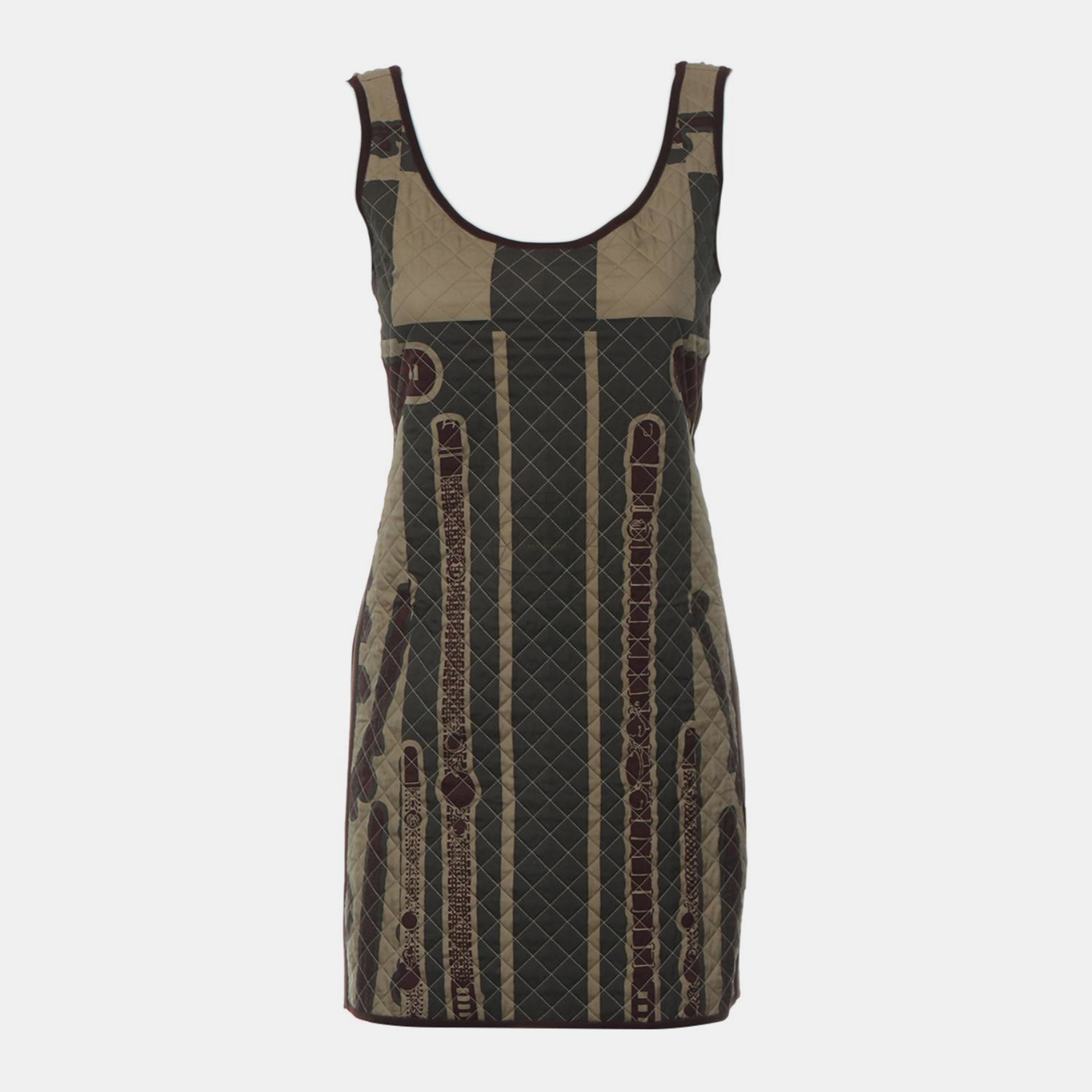 

Hermes Pattern Sleeveless Dress, Brown