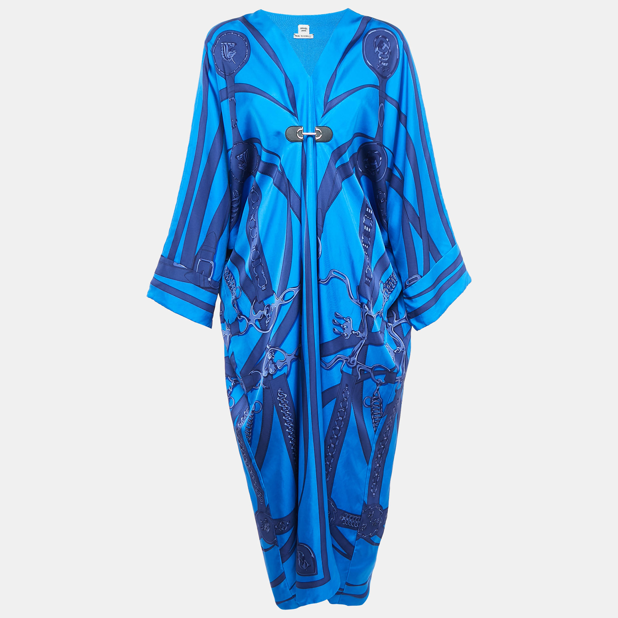 

Hermes Blue Printed Silk Kaftan Dress L