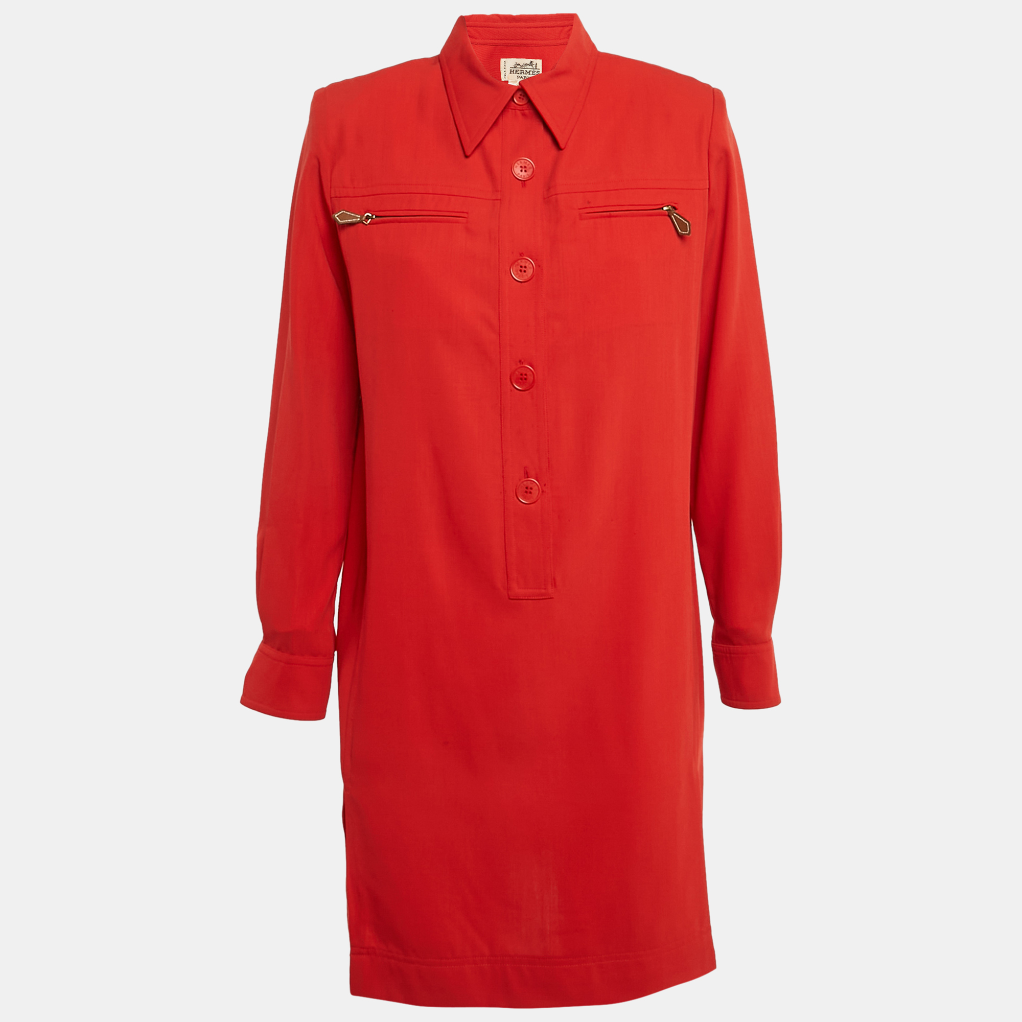 

Hermes Red Wool Full Sleeve Mini Dress M