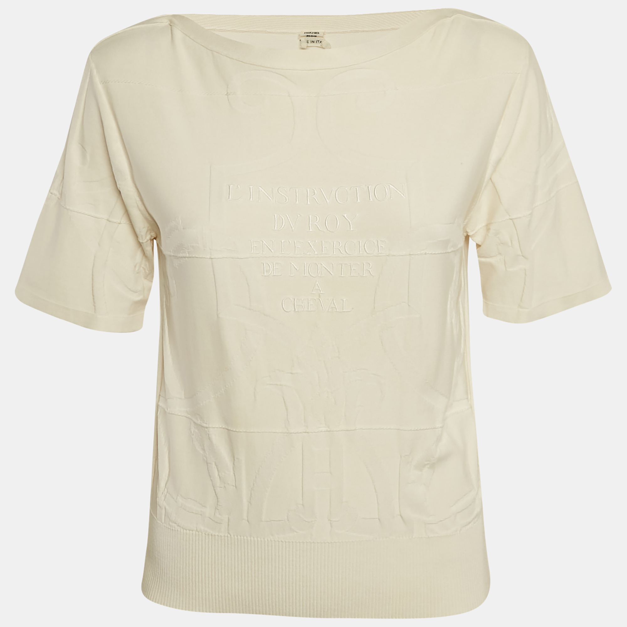 

Hermes White Cotton Intarsia Silk Knit T-Shirt S