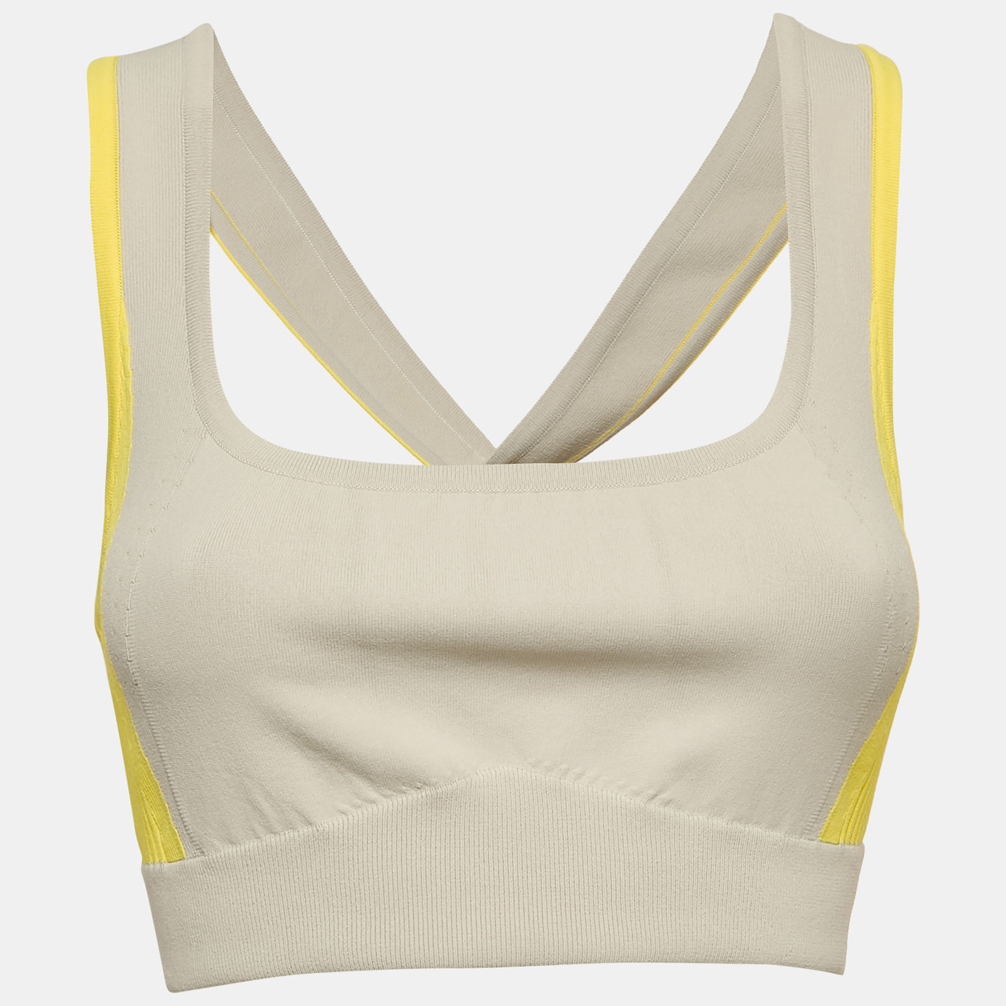 

Hermès Grey Stretch Knit Yoga Crop Top S