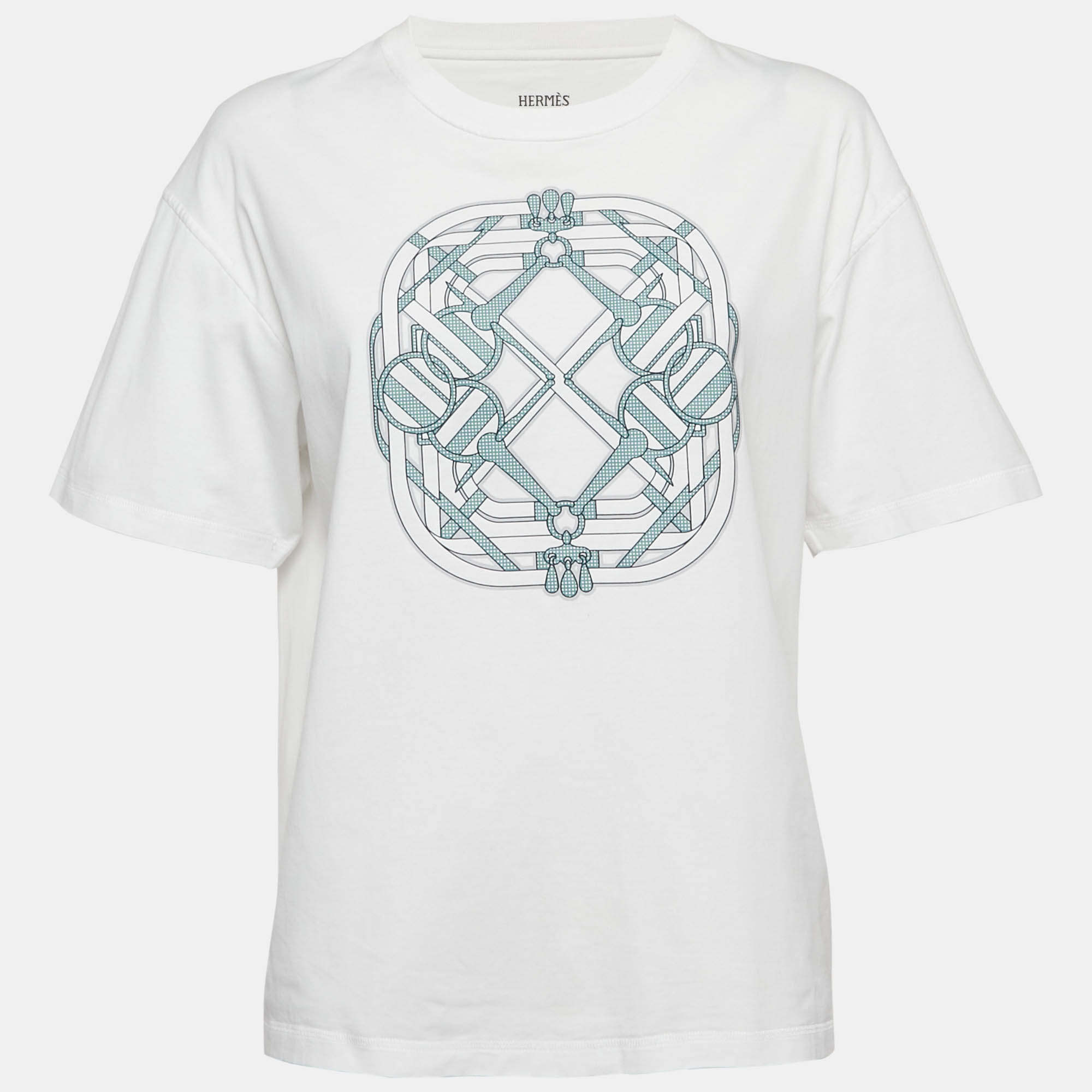 

Hermès White Printed Cotton Mors a Jouets T-Shirt L