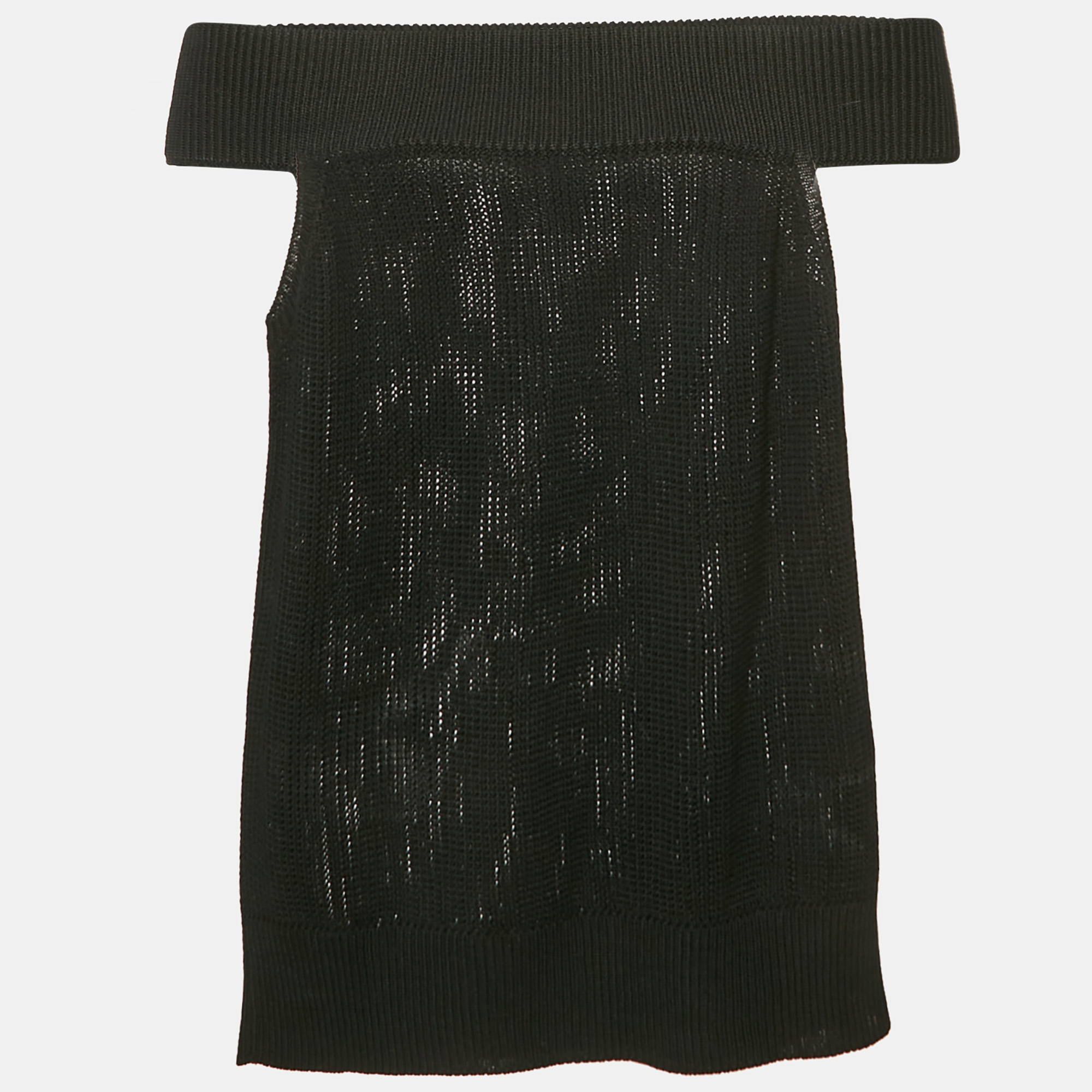 

Hermès Black Rib Knit Off-Shoulder Top M